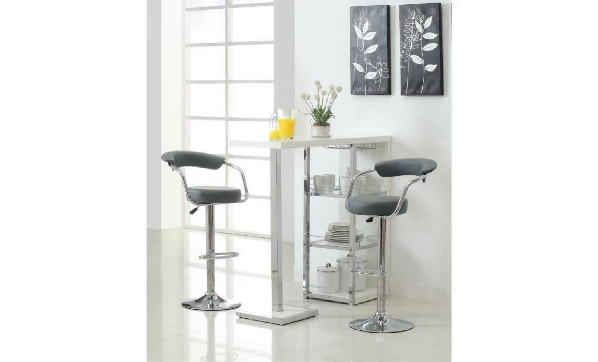 tabourets de bar lot de 2 avec accoudoirs chaise fauteuil de bar chrome   gris