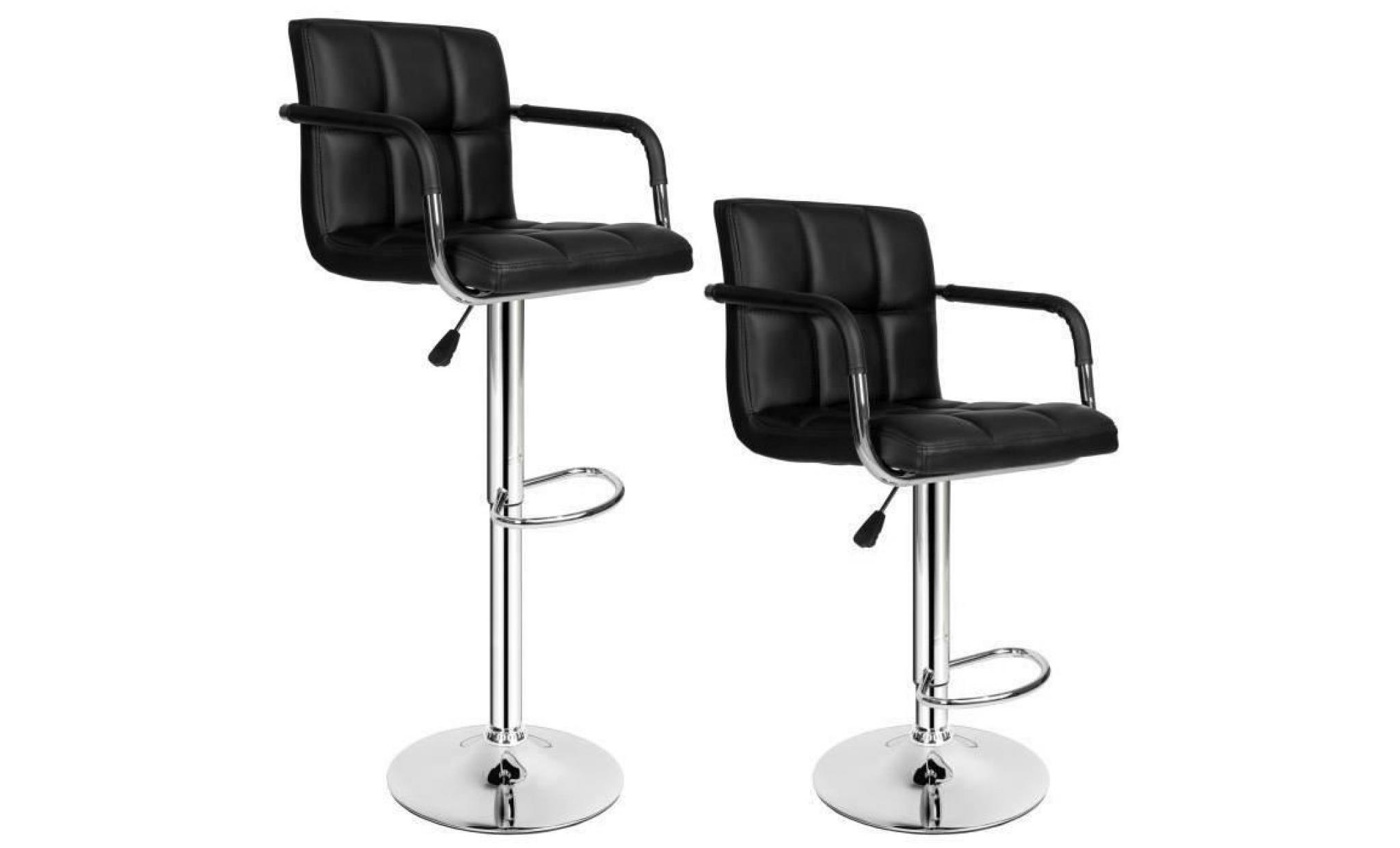 tabourets de bar noir haut chaise de bar pu chrome hauteur réglable grande base  pivotant et réglable