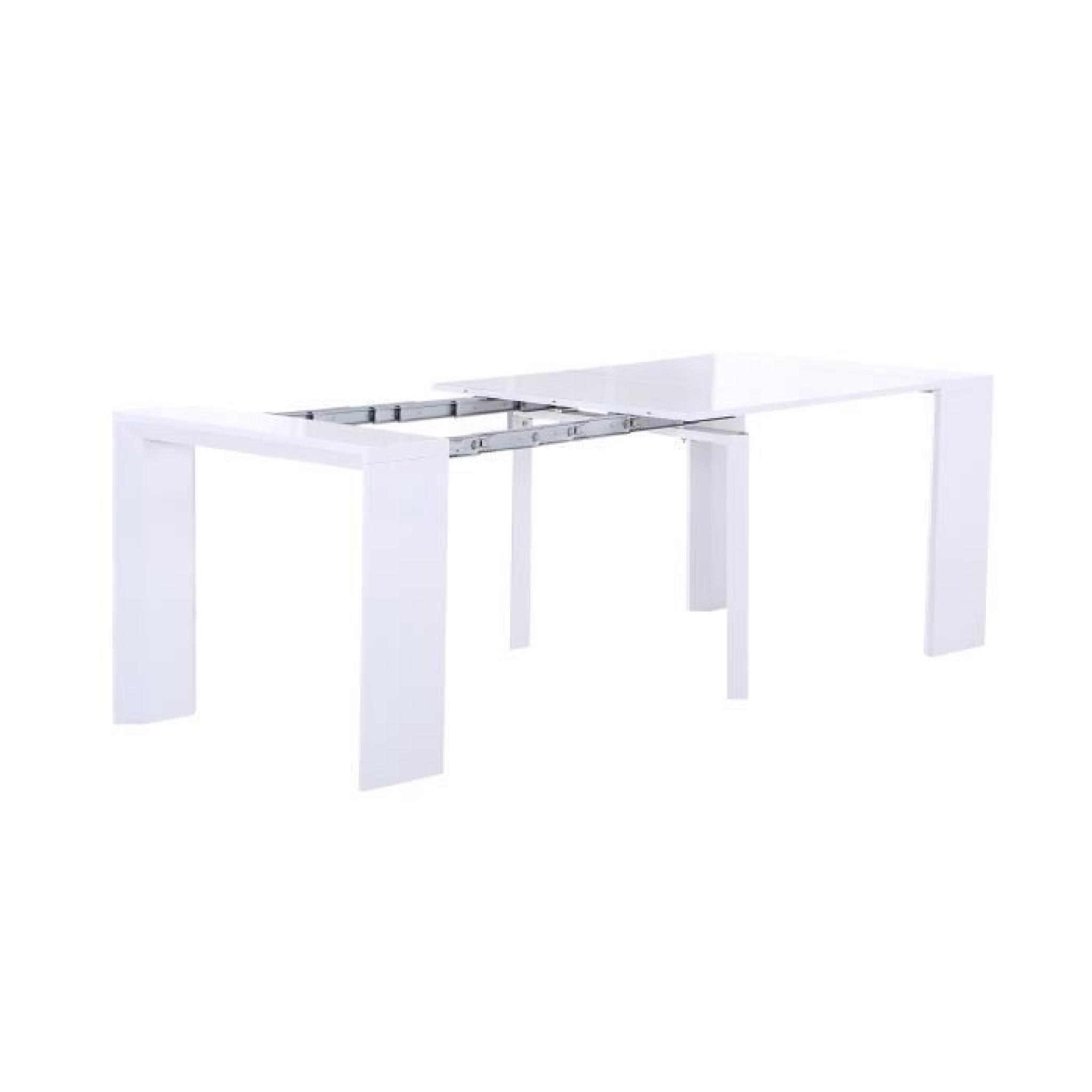 TACK Table console extensible 48-200x90cm - Blanc laqué pas cher