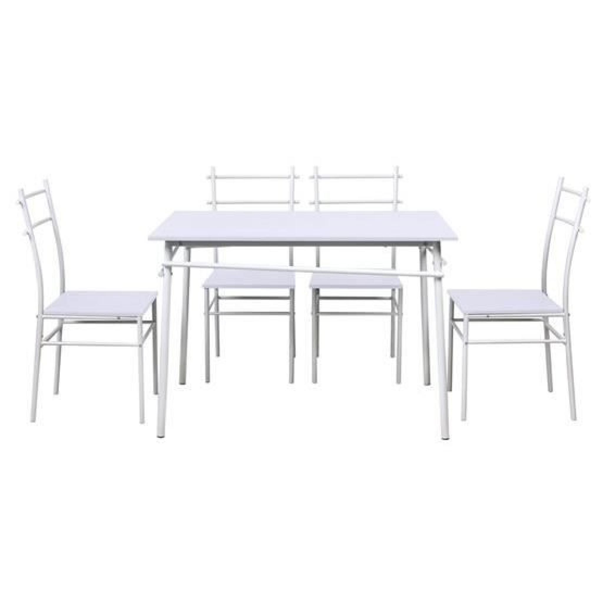 TAKKY Ensemble table + 4 chaises - Pieds + plateau Blanc Blanc    pas cher