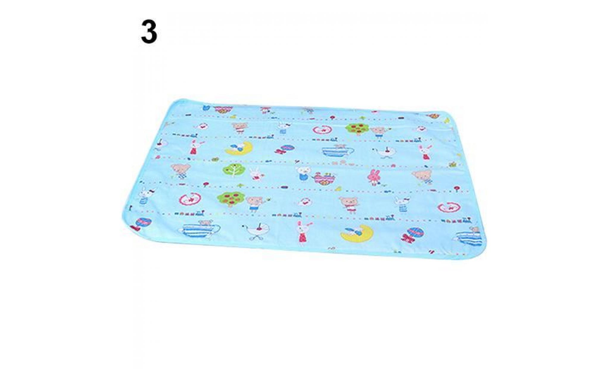 tapis à langer lavable et réutilisable pour bébé en coton cartoon avec housse de protection imperméable à l'eau, bleu xl