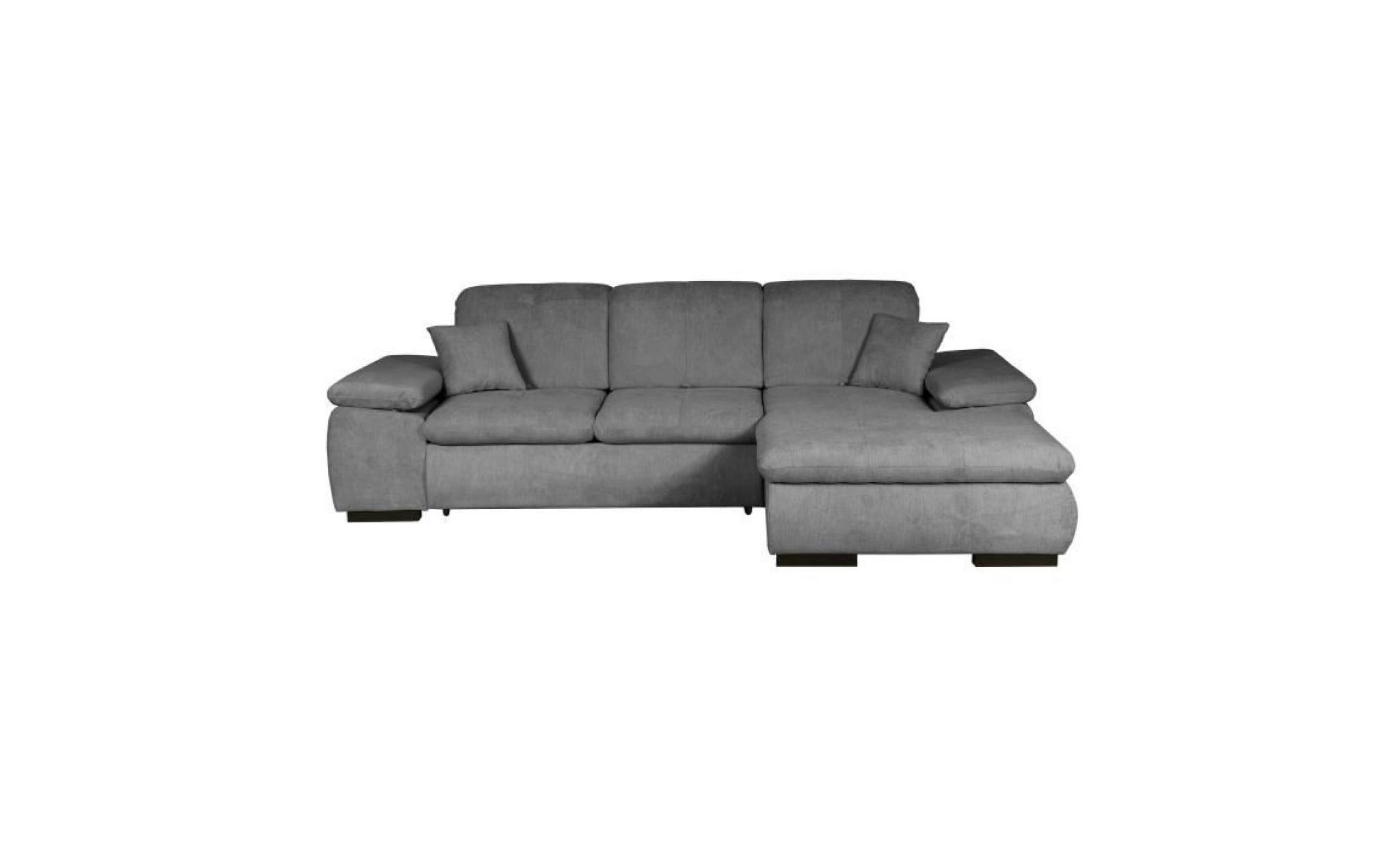 tasmane canapé d'angle droit convertible 4 places   tissu gris anthracite   contemporain   l 280 x p 193 cm