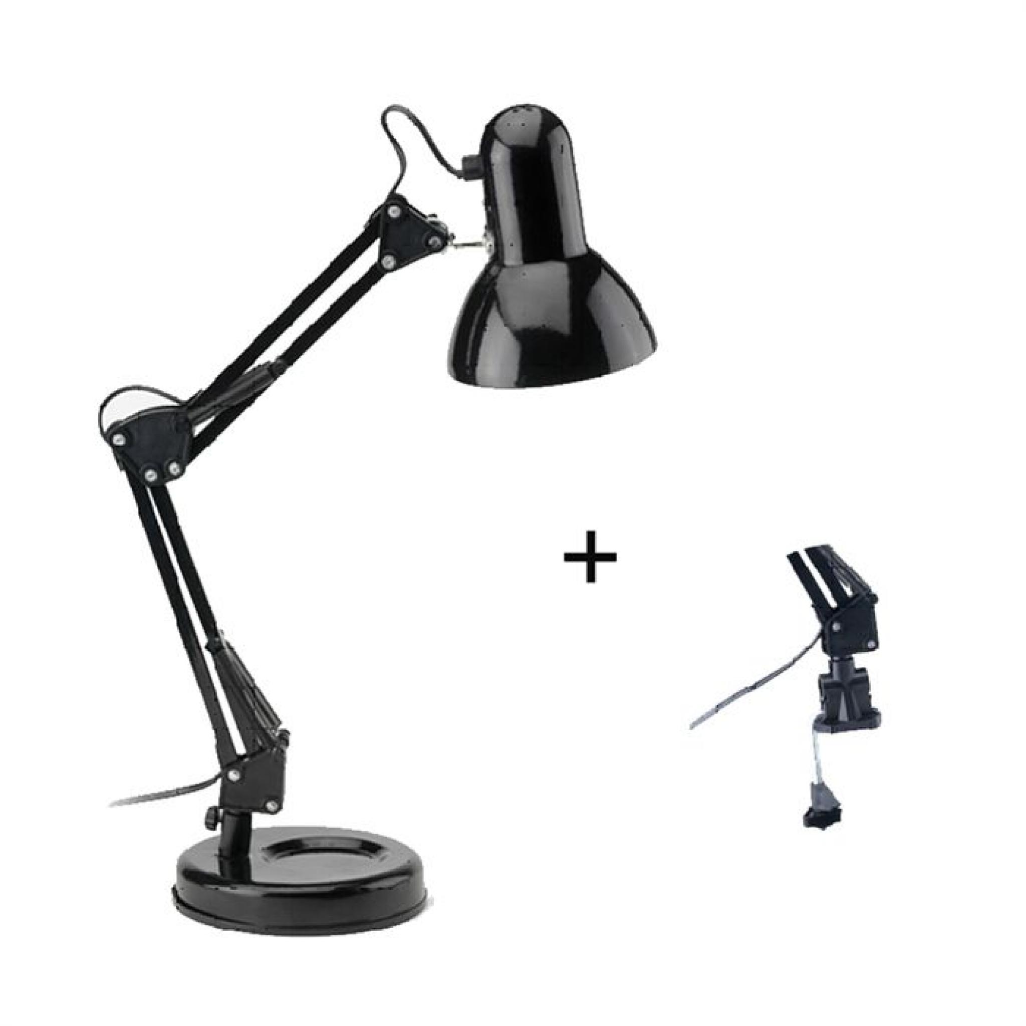 TECHNO Lampe de bureau articulée en métal noir