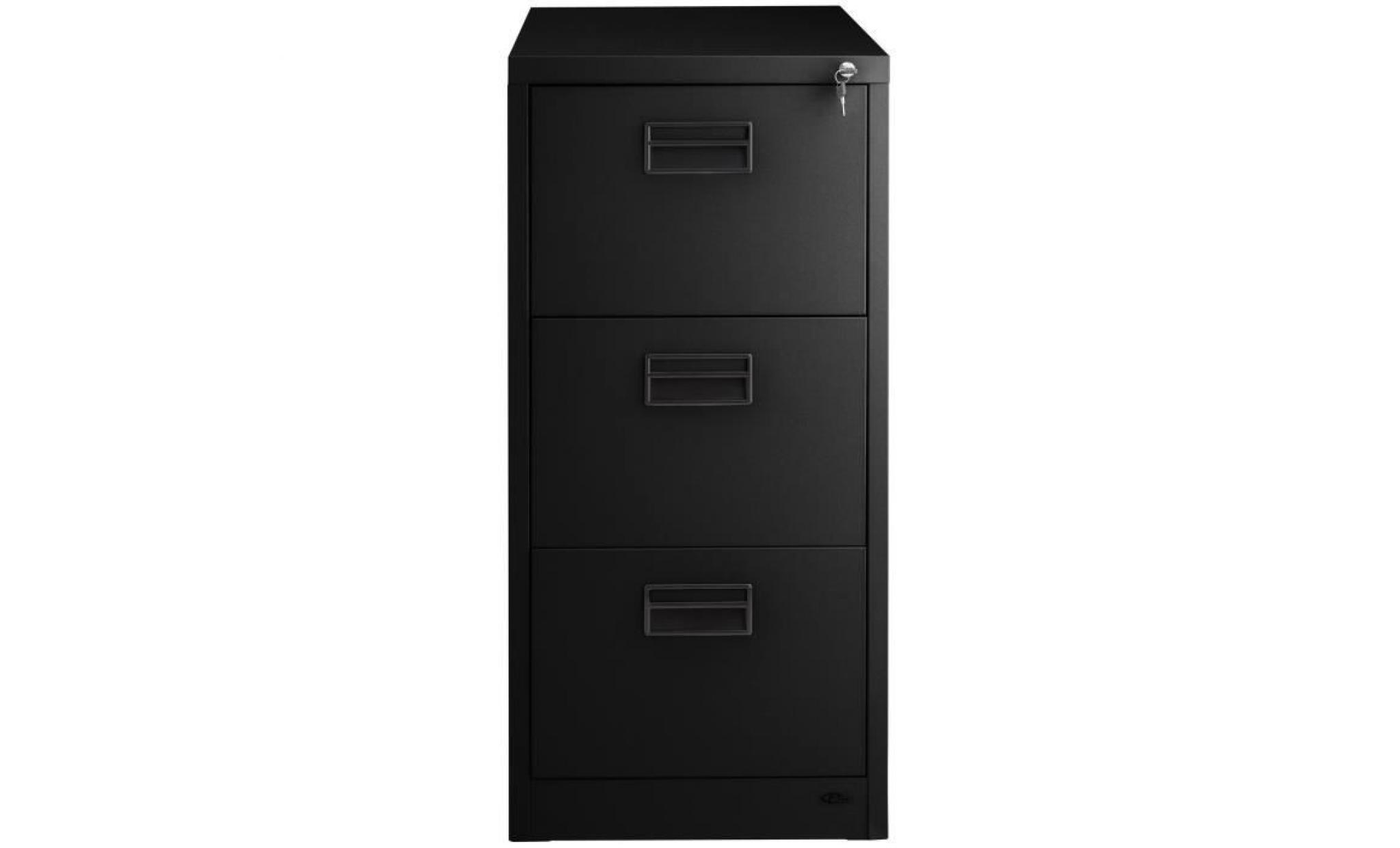 tectake armoire de bureau, meuble de classement, de rangement à 3 tiroirs à 2 clés en acier 62,4 cm x 46 cm x 102,8 cm noir pas cher