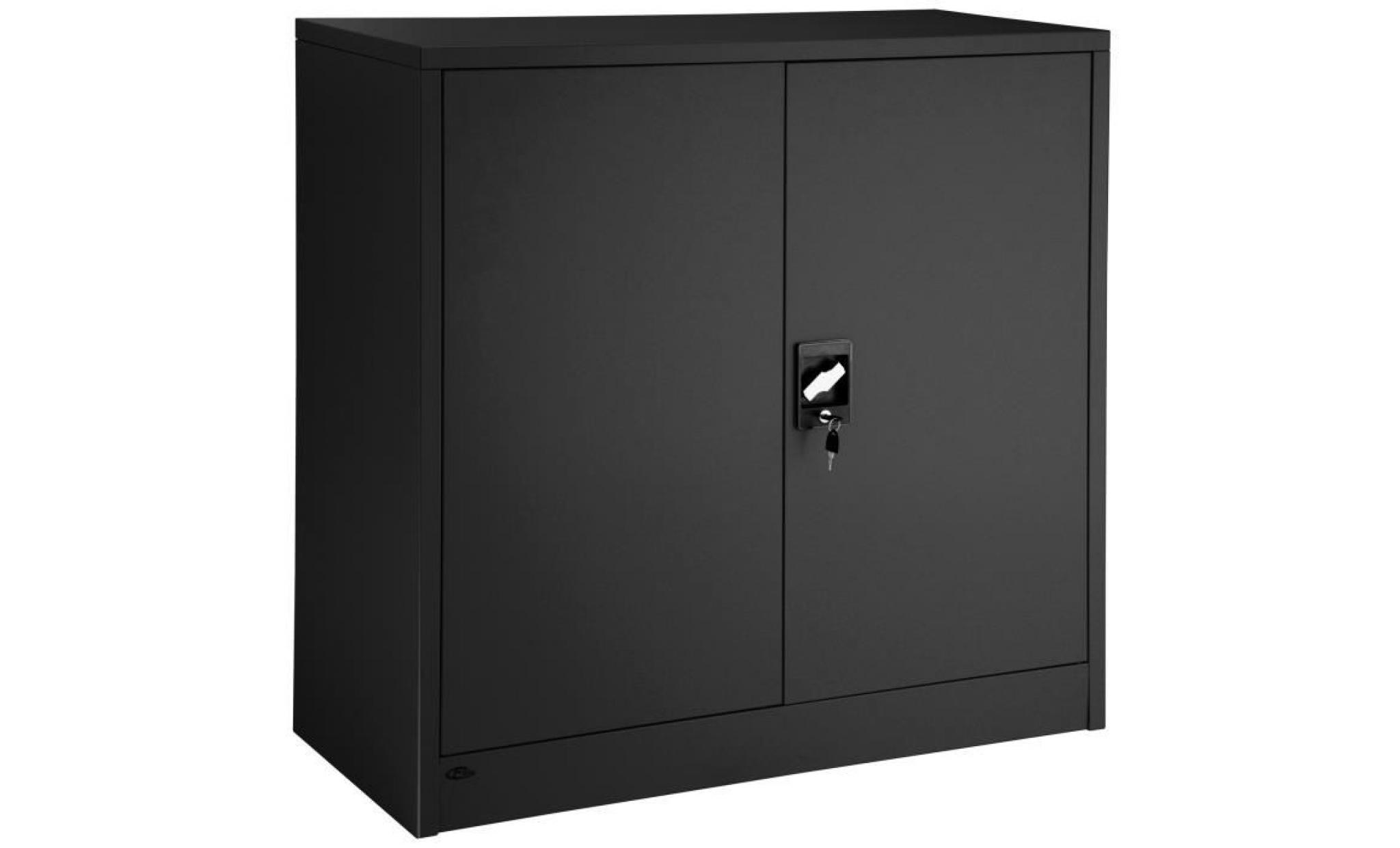 tectake armoire de bureau, meuble de rangement, de classement à 4 etagères réglables à 2 clés en acier 90 cm x 40 cm x 180 cm noir pas cher
