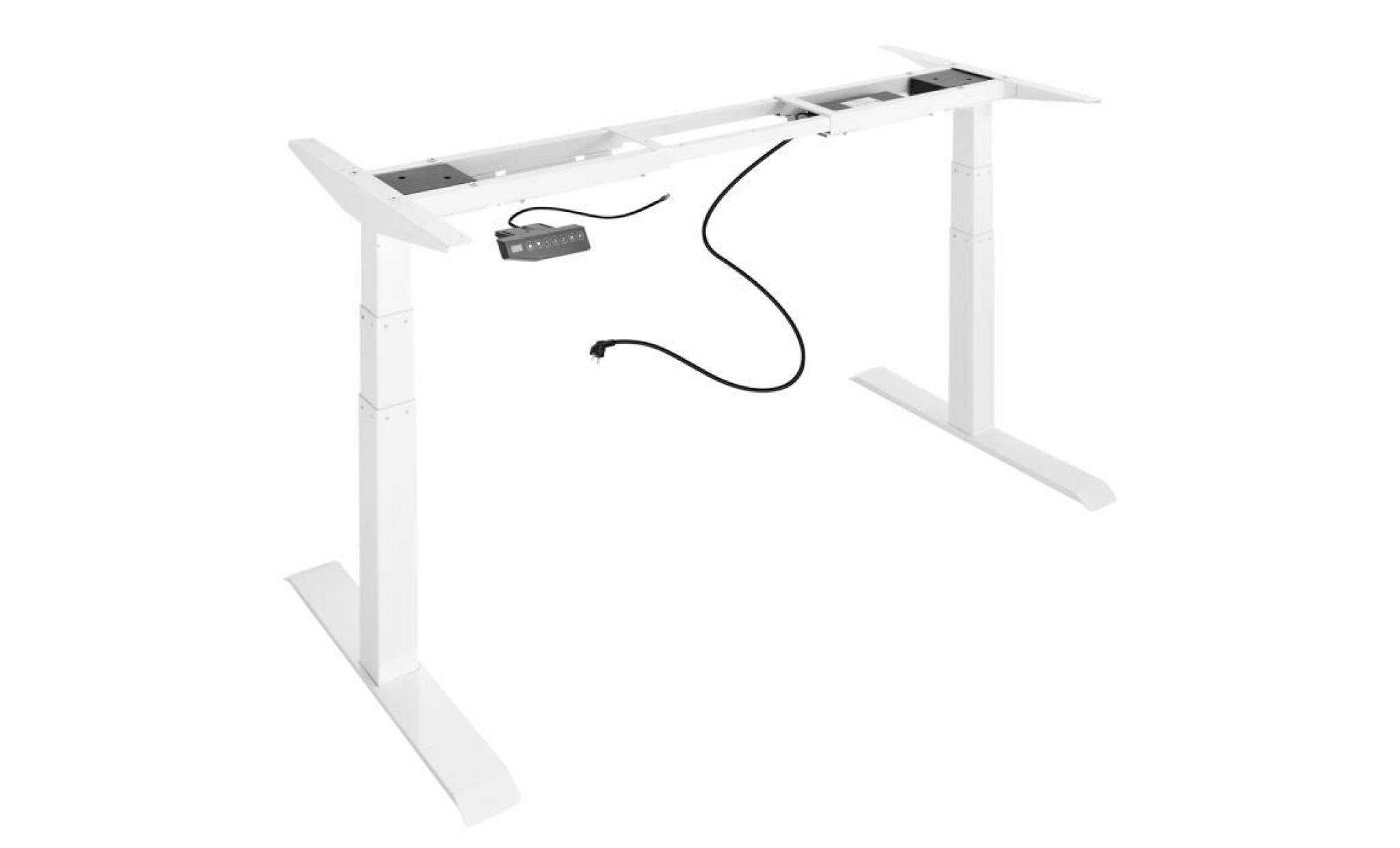 tectake bureau assis debout pied de bureau réglable en hauteur electrique 180 cm x 68 cm x 123 cm en acier noir