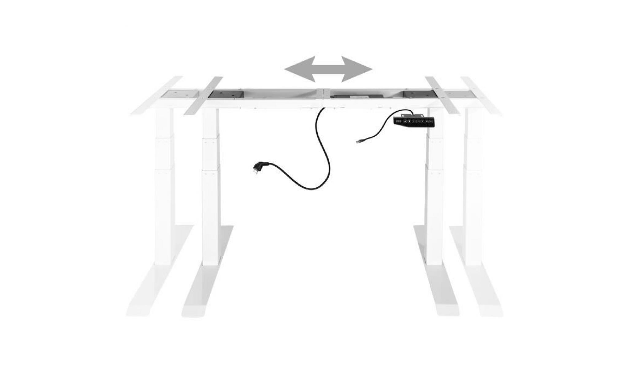 tectake bureau assis debout pied de bureau réglable en hauteur electrique 180 cm x 68 cm x 123 cm en acier noir pas cher
