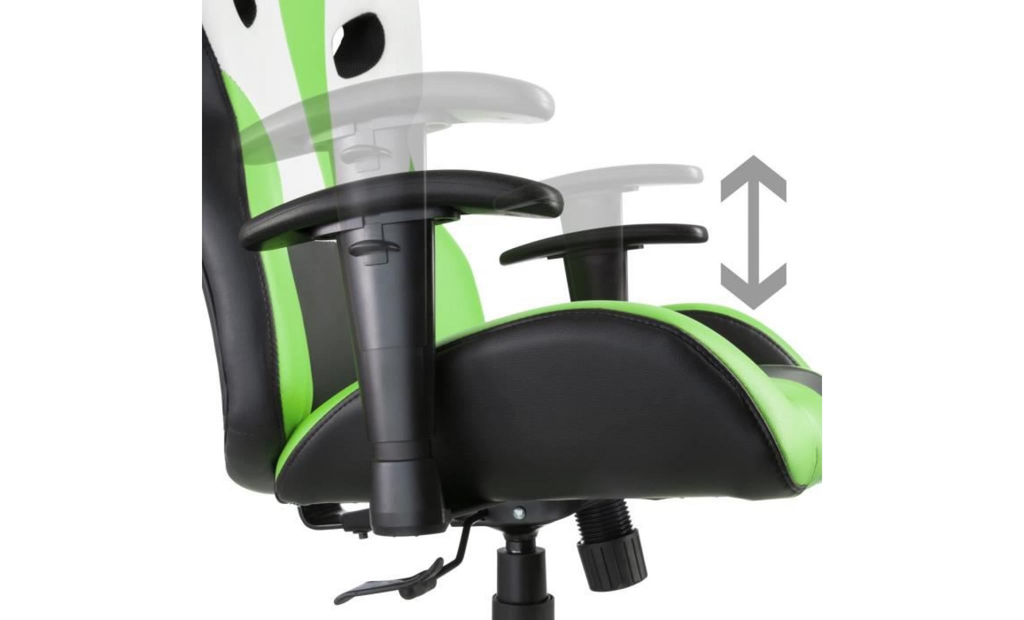 tectake fauteuil de bureau design gaming sportif, chaise de bureau réglable pivotante 360° rembourré confort blanc rouge noir pas cher