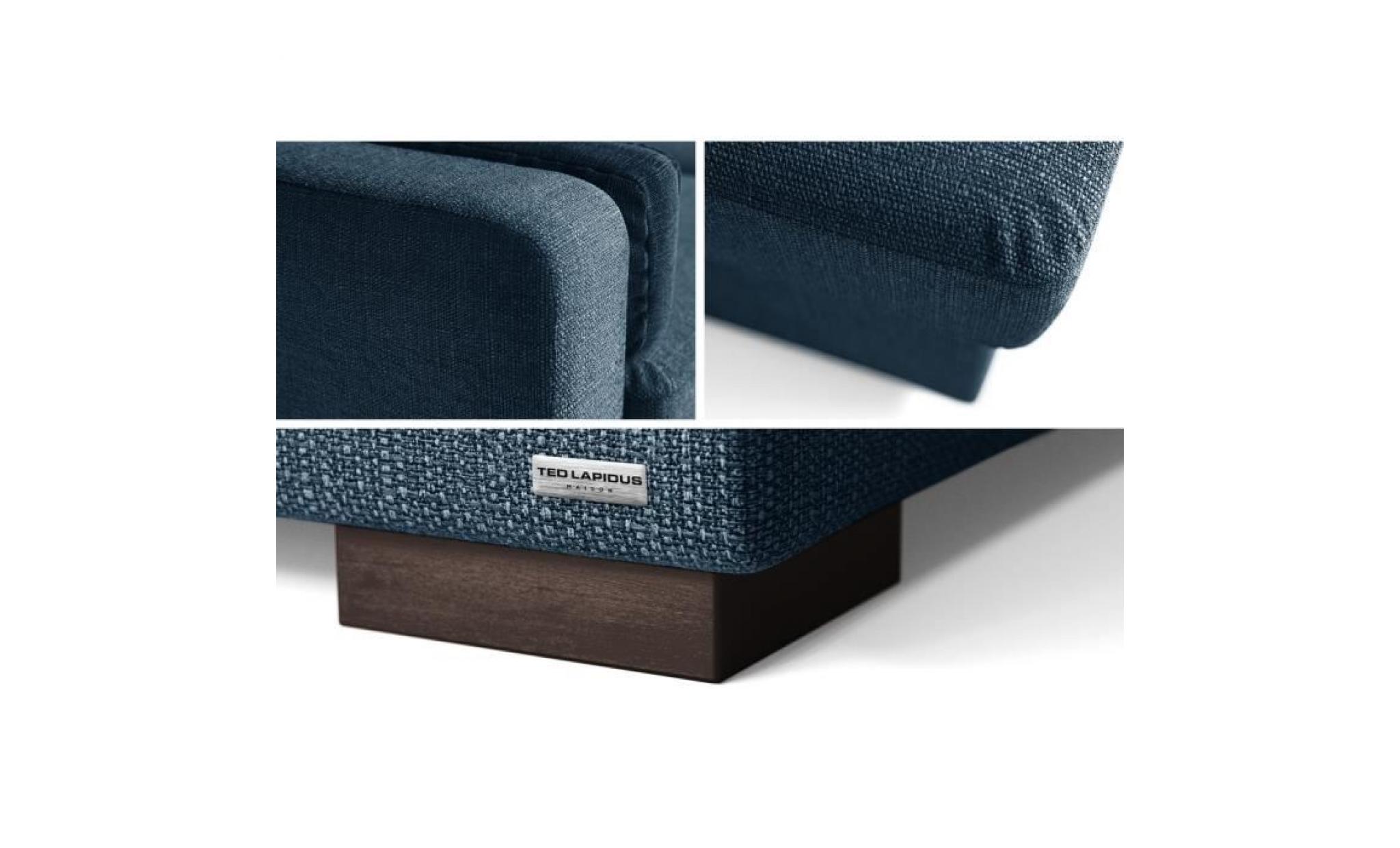 ted lapidus canapé d'angle droit convertible edison 5 places   tissu bleu jeans   contemporain   l 232 x p 150 cm pas cher
