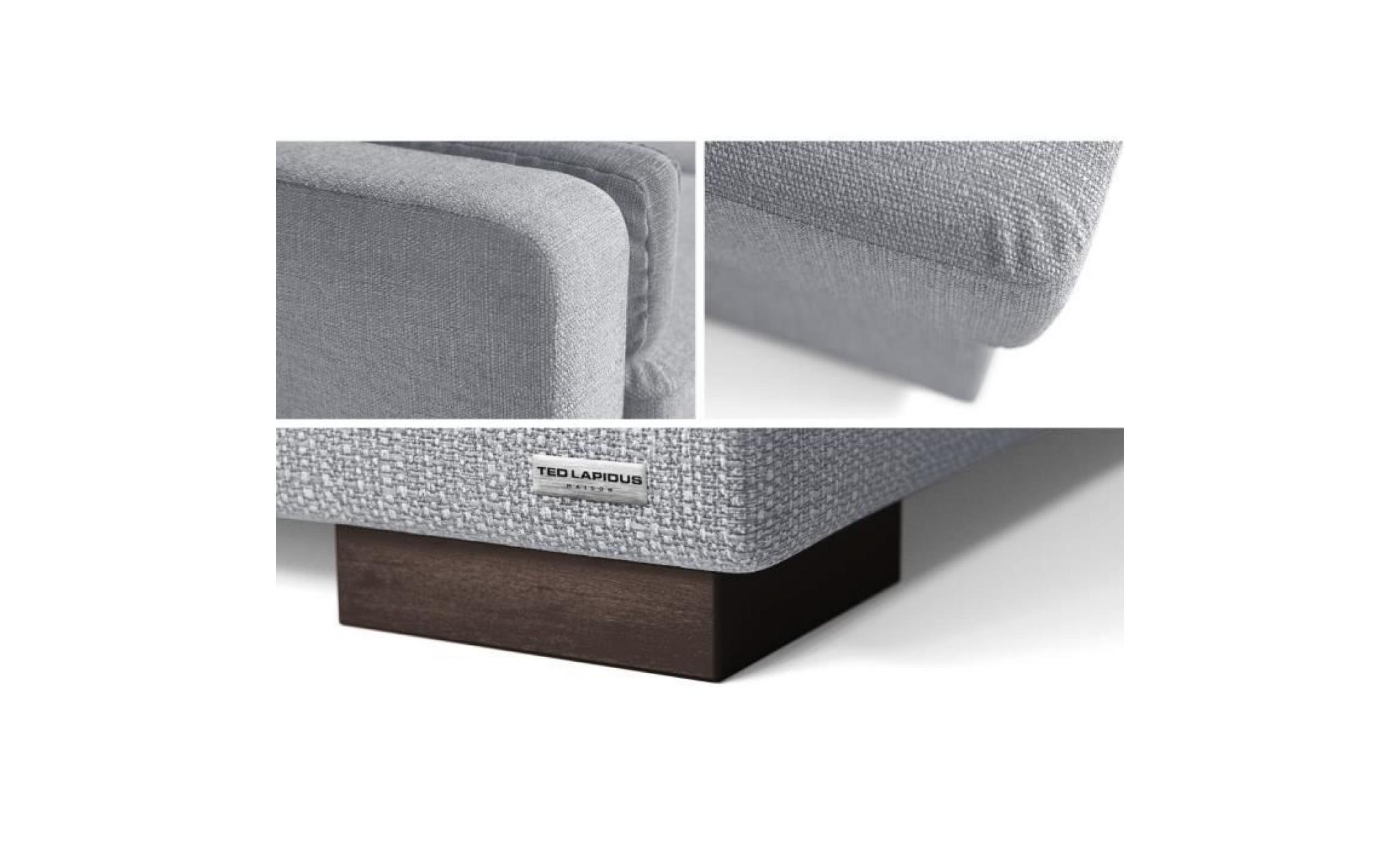 ted lapidus canapé d'angle gauche convertible edison 5 places   tissu gris   contemporain   l 232 x p 150 cm pas cher