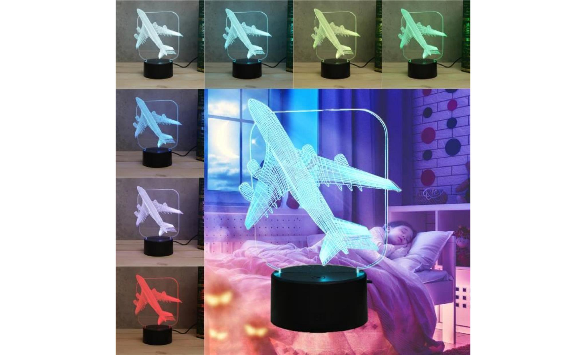 tempsa 3d avion lampe led ampoule illusion sculpture lumière 7couleur cadeau veilleuse