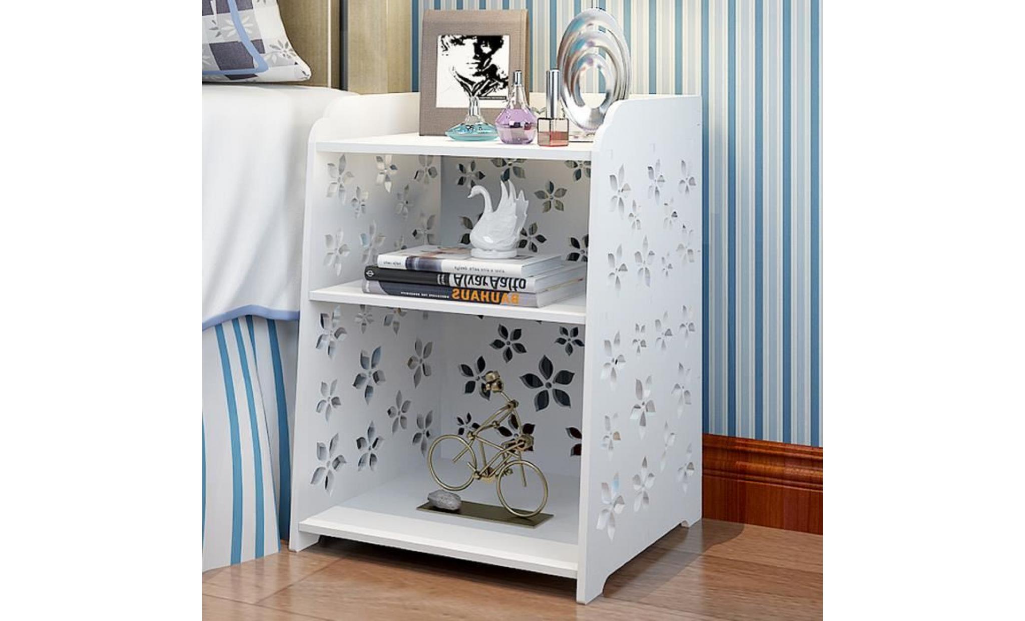tempsa armoire de chevet fleur sculptée table de nuit simple armoire de rangement blanc 40x30x50cm m