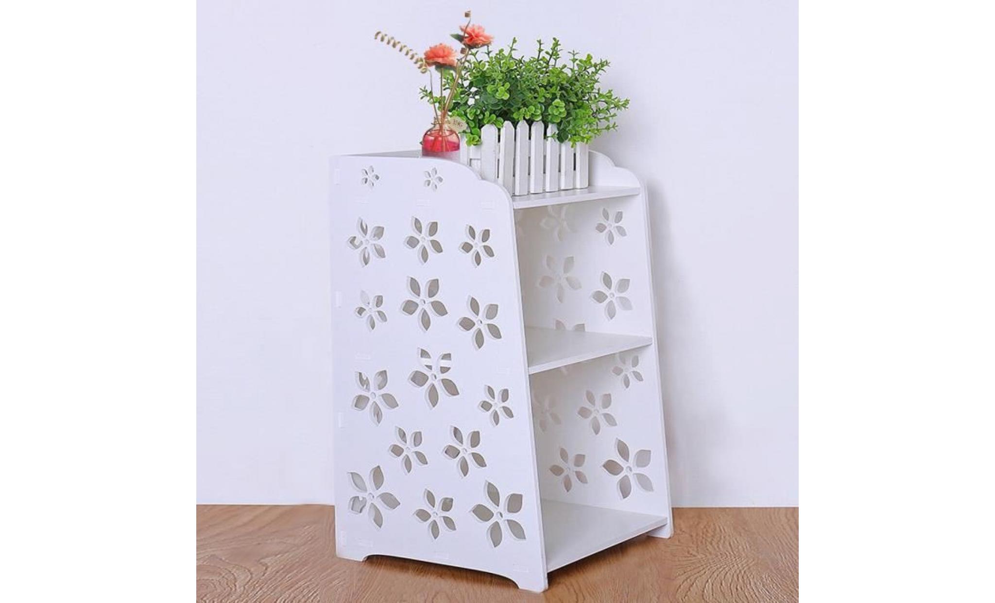 tempsa armoire de chevet fleur sculptée table de nuit simple armoire de rangement blanc 40x30x50cm m pas cher