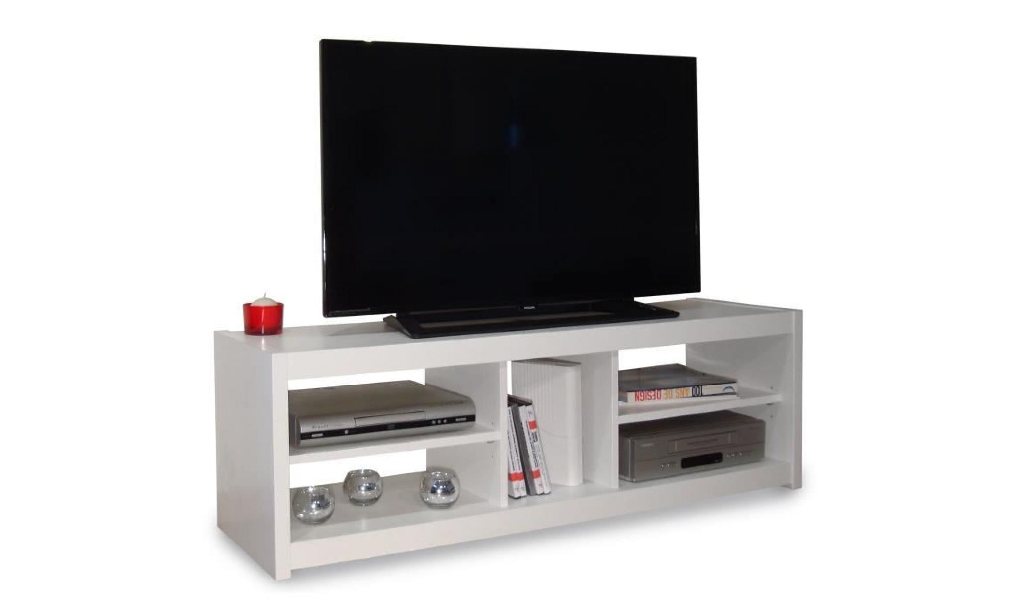 tÉo meuble tv contemporain blanc   l 125 cm pas cher