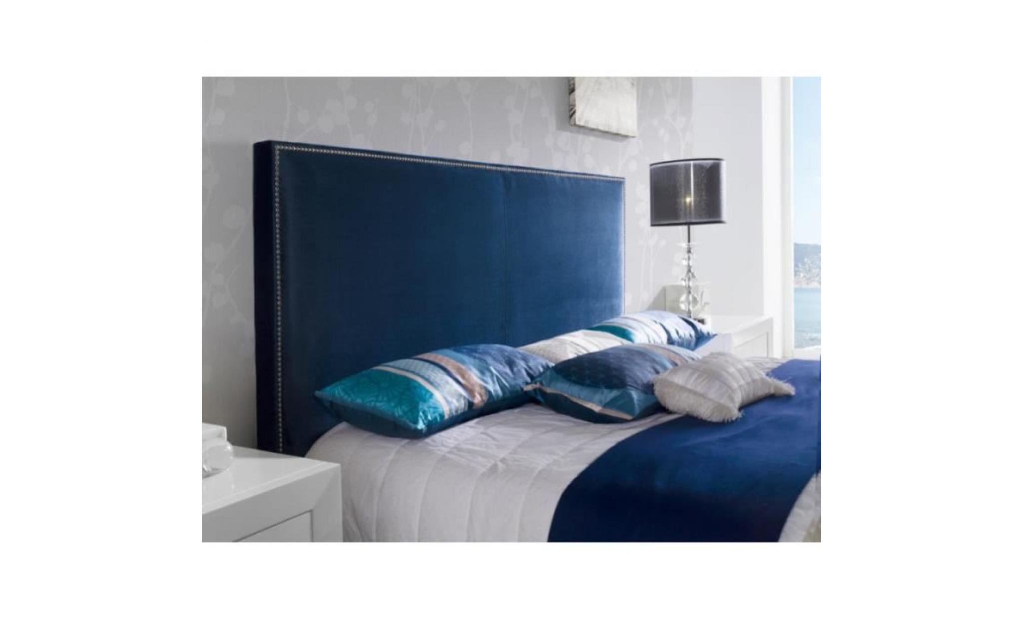tête de lit anapu en velours bleu marine pour lit queen size   l 172 x h 118