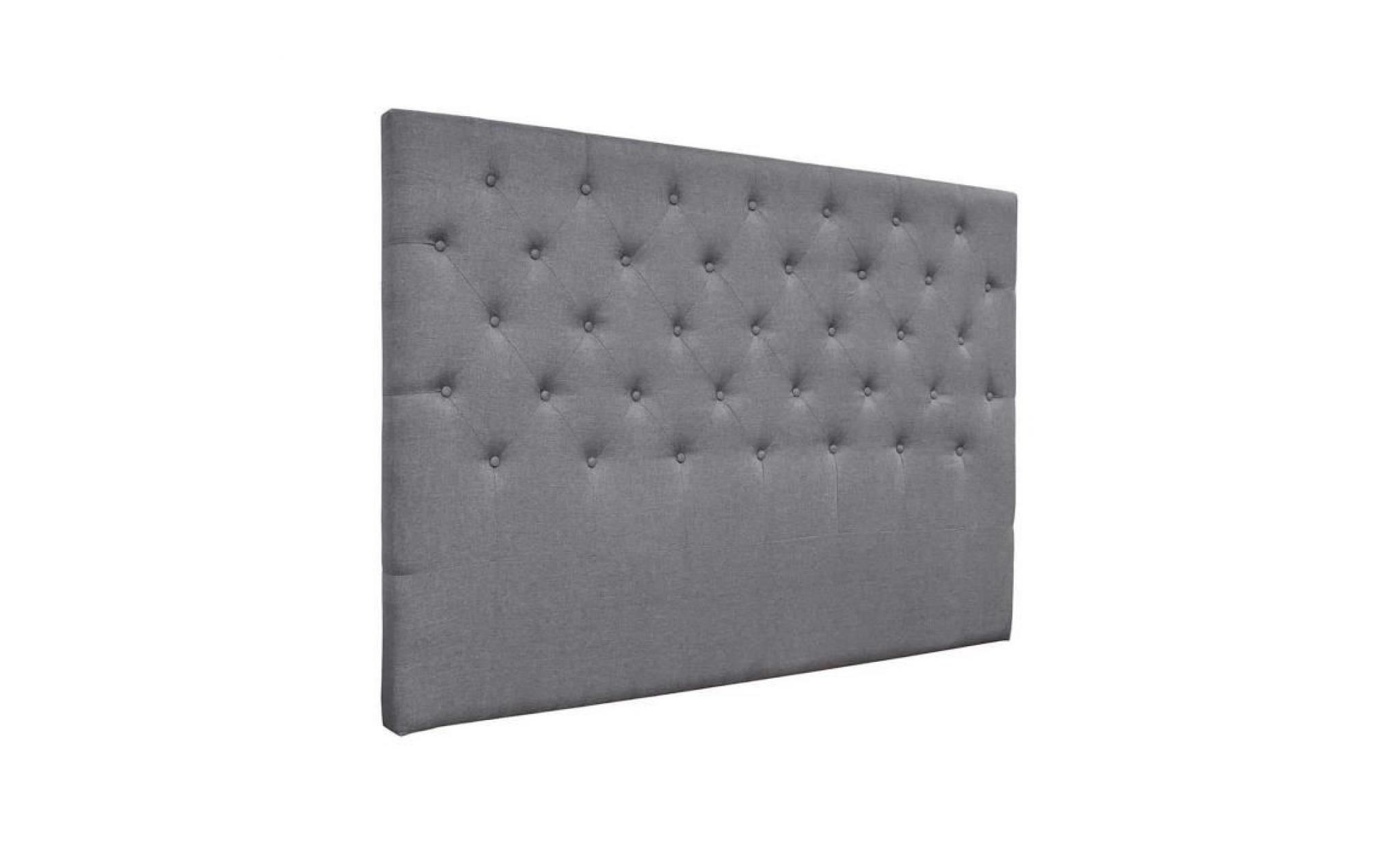 tete de lit capitonnee 160 cm deco en tissu   gris pas cher