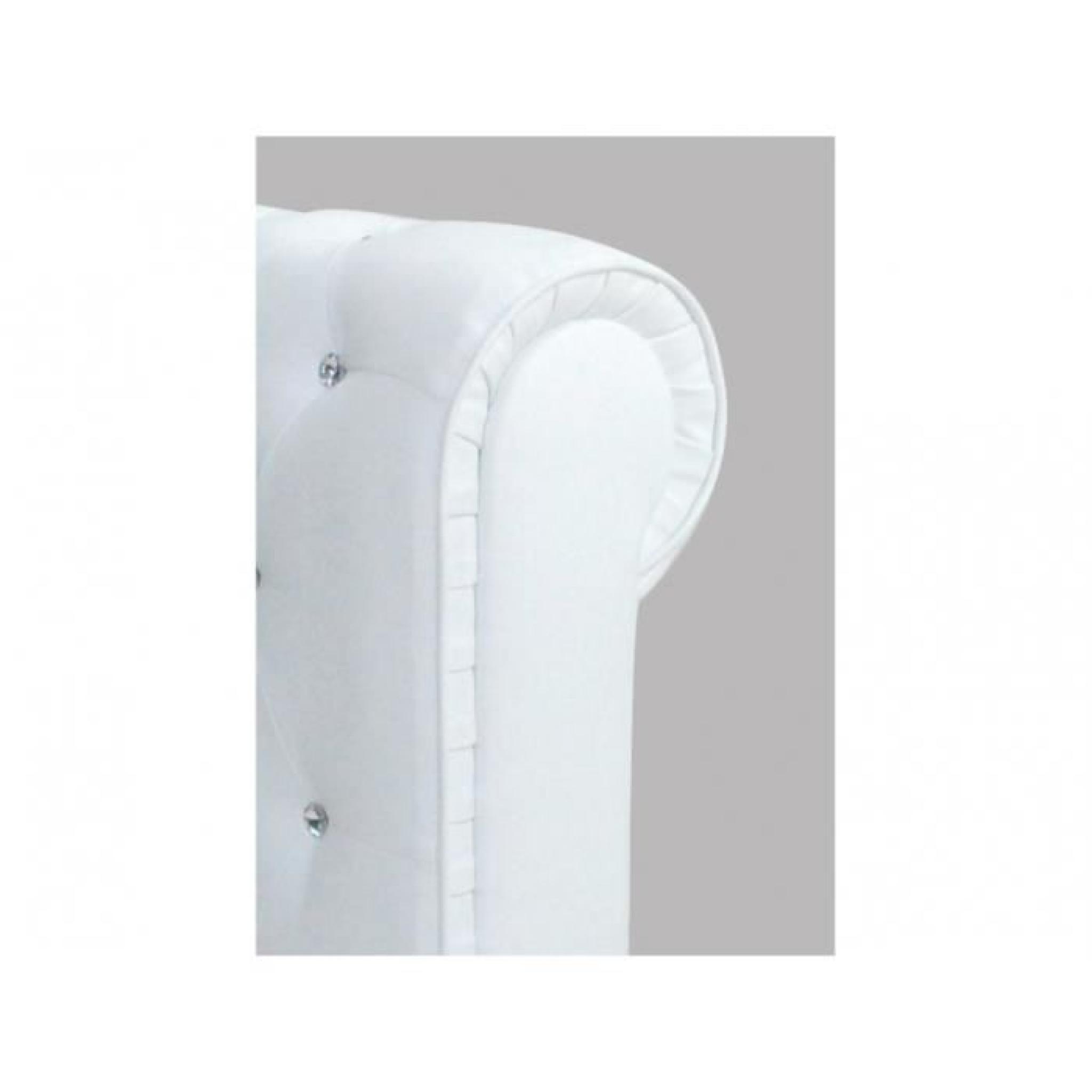 Tête de lit 160cm LIDIA - Simili blanc et boutons  pas cher