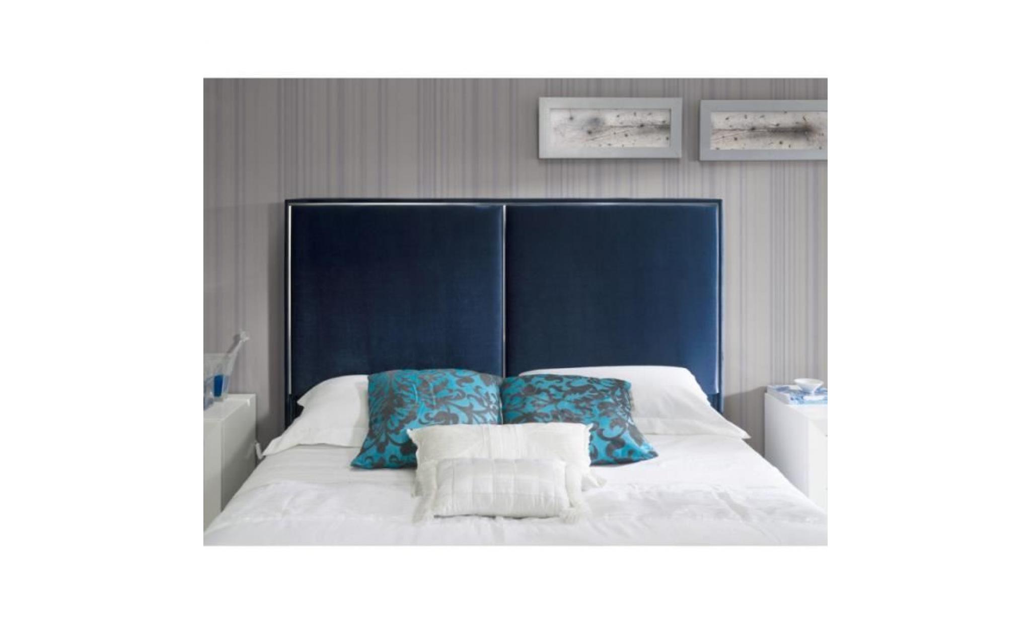 tête de lit kinley en velours bleu marine pour lit double   l 152 x h 118