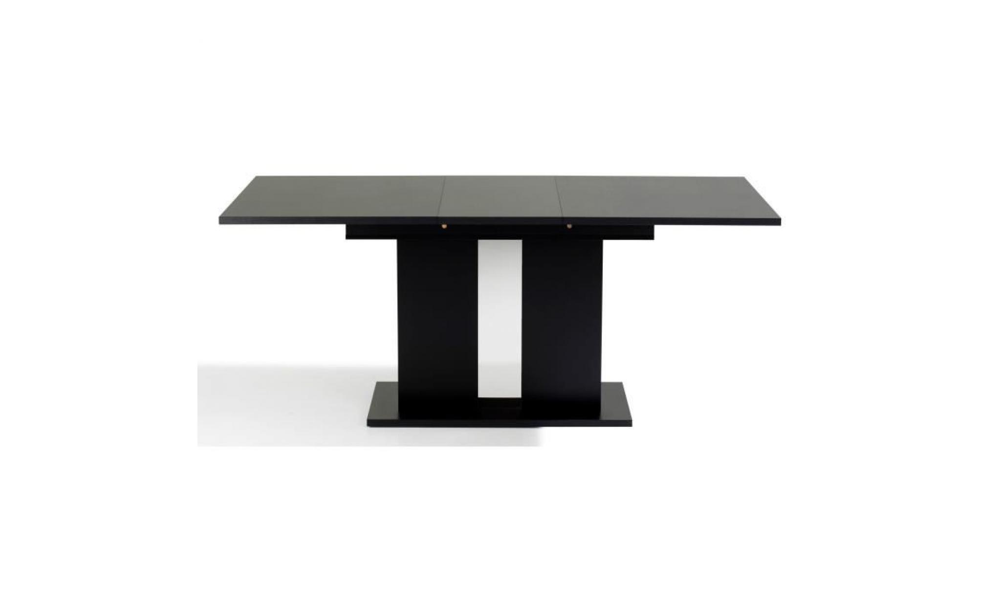 thea table à manger extensible de 4 à 8 personnes style contemporain laquée noir et acier brossé   l 140 180 x l 90 cm pas cher