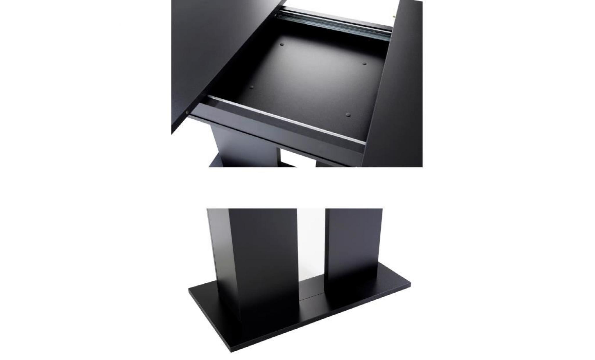 thea table à manger extensible de 4 à 8 personnes style contemporain laquée noir et acier brossé   l 140 180 x l 90 cm pas cher