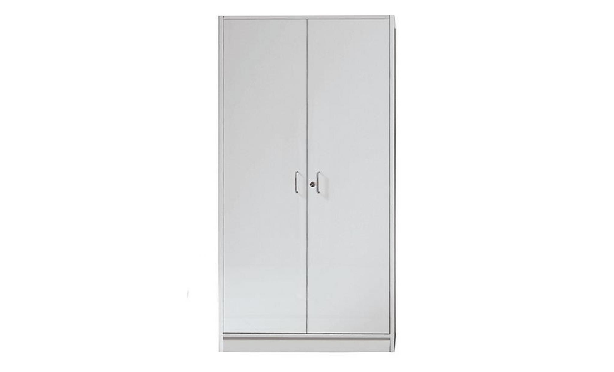 tino armoire à portes battantes, 4 hauteurs classeurs aluminium / façon hêtre  