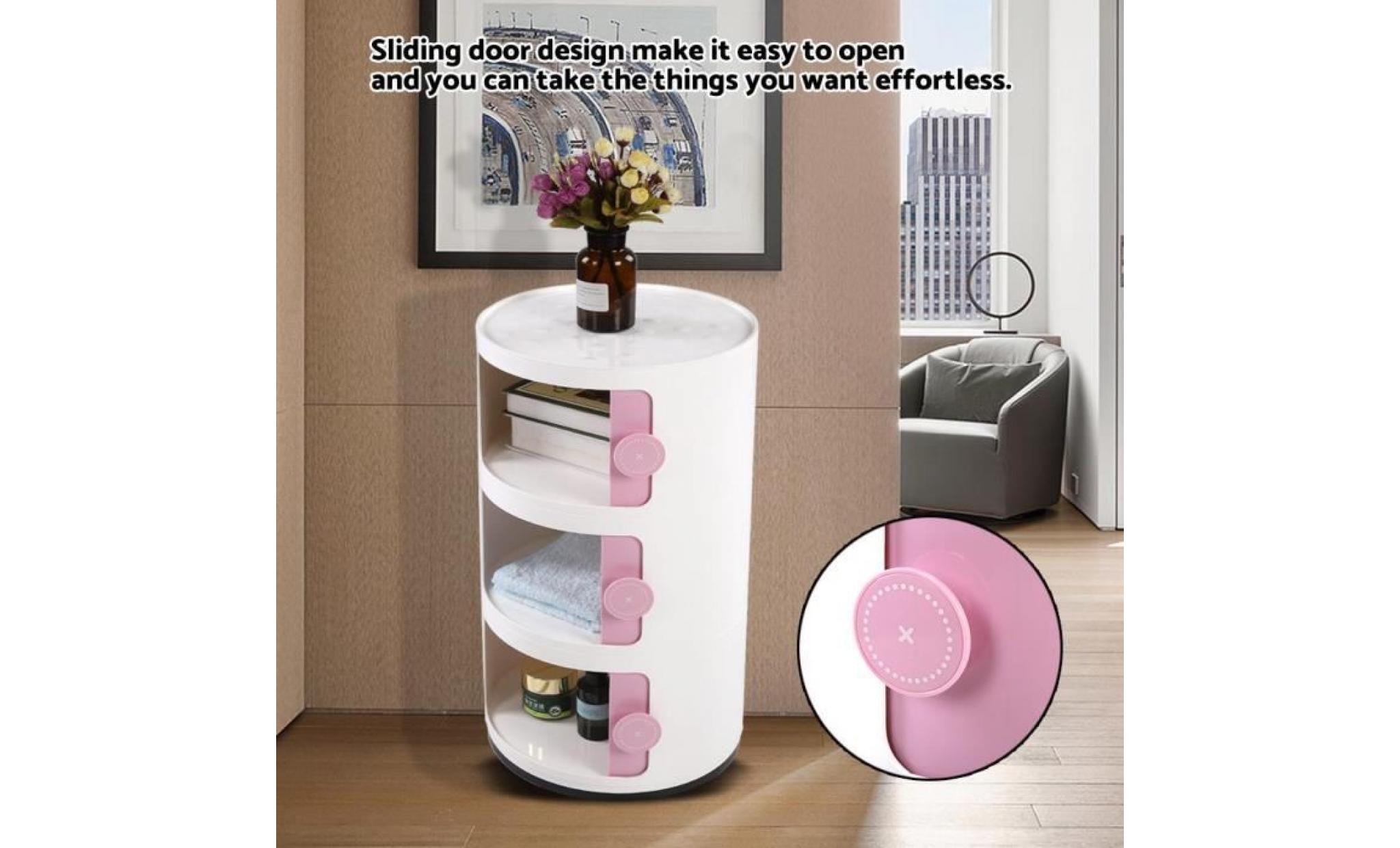 tiroir d'armoire de trois couches de rangement ronde de conteneur pour porte coulissante   rose