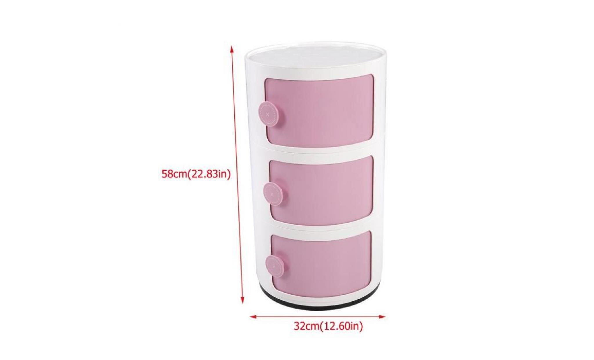 tiroir d'armoire de trois couches de rangement ronde de conteneur pour porte coulissante   rose pas cher