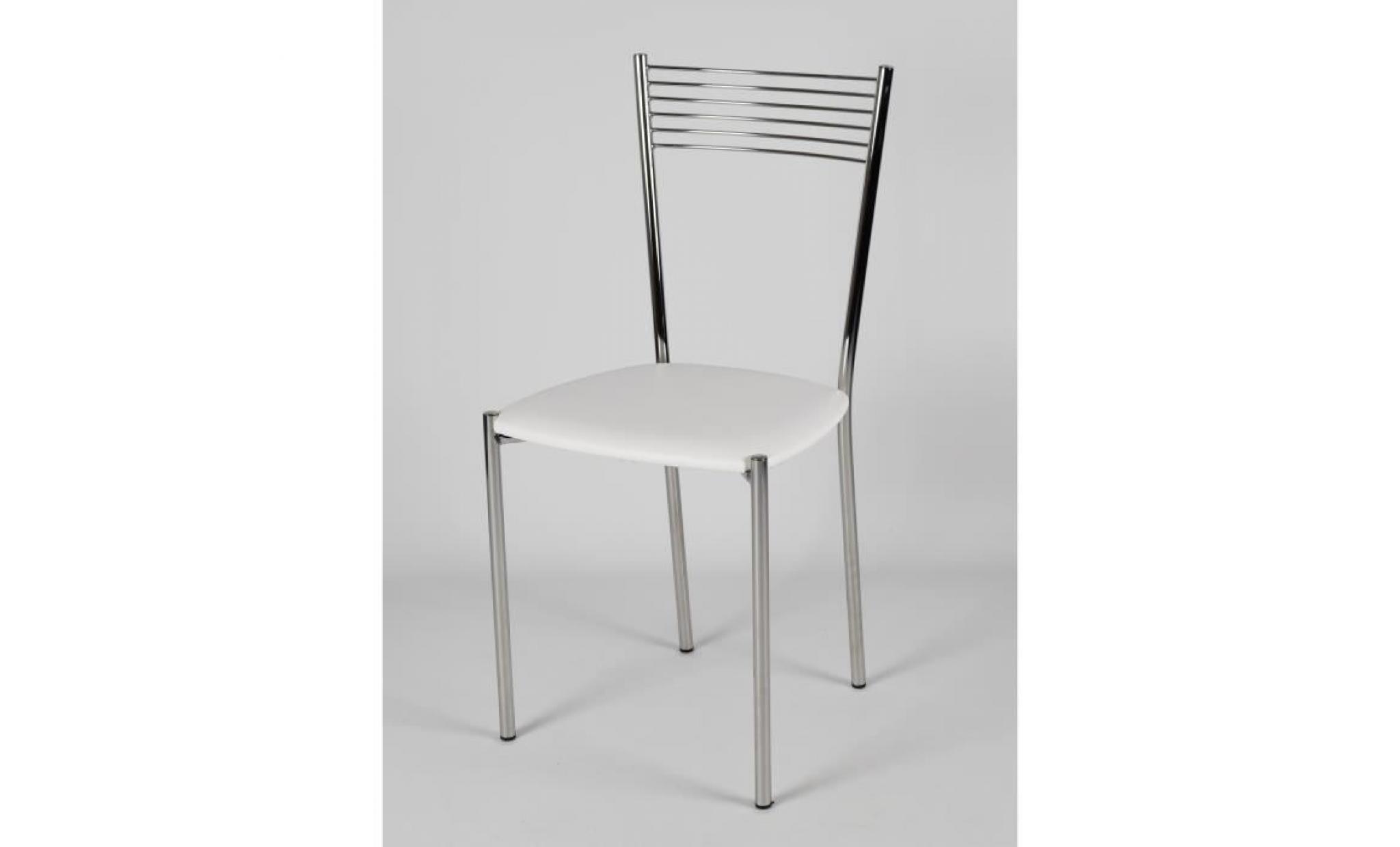 tommychairs   set 4 chaises elegance pour cuisine et salle à manger, structure en acier chromé et assise en cuir artificiel blanc