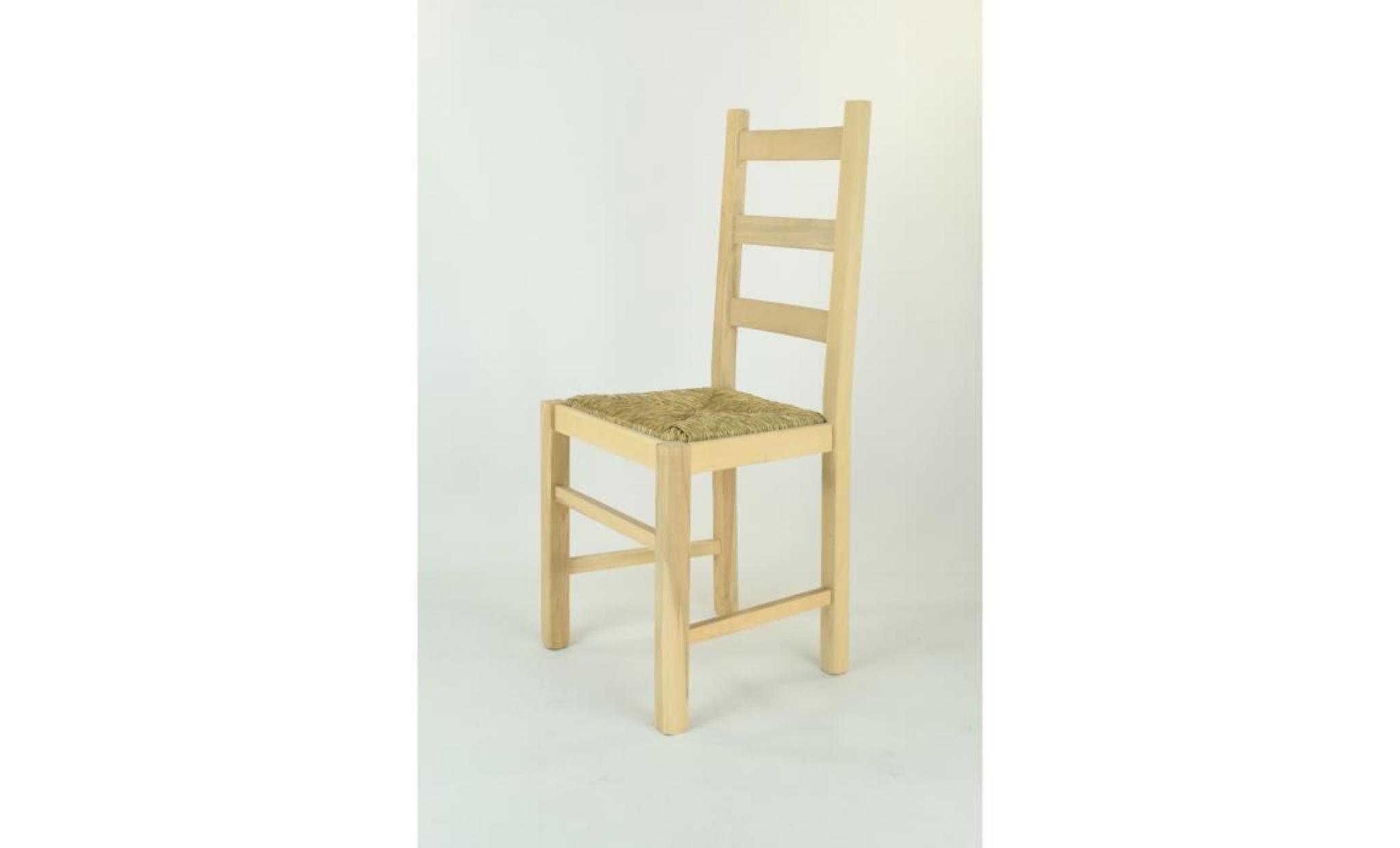 tommychairs   set 4 chaises rustica pour la cuisine, structure en bois de hêtre poli non traité 100% naturel, assise en paille