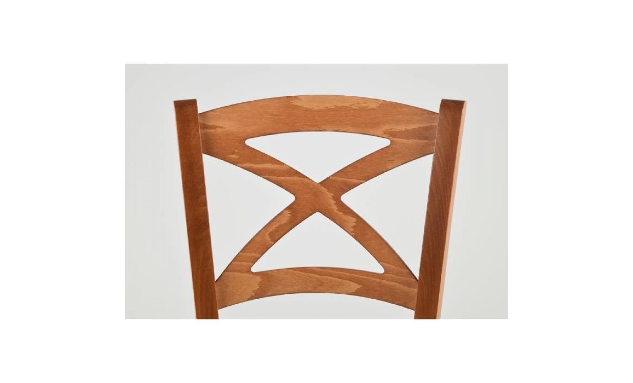 tommychairs   set 6 chaises cross , structure en bois coleur cerisier et assise en paille pas cher