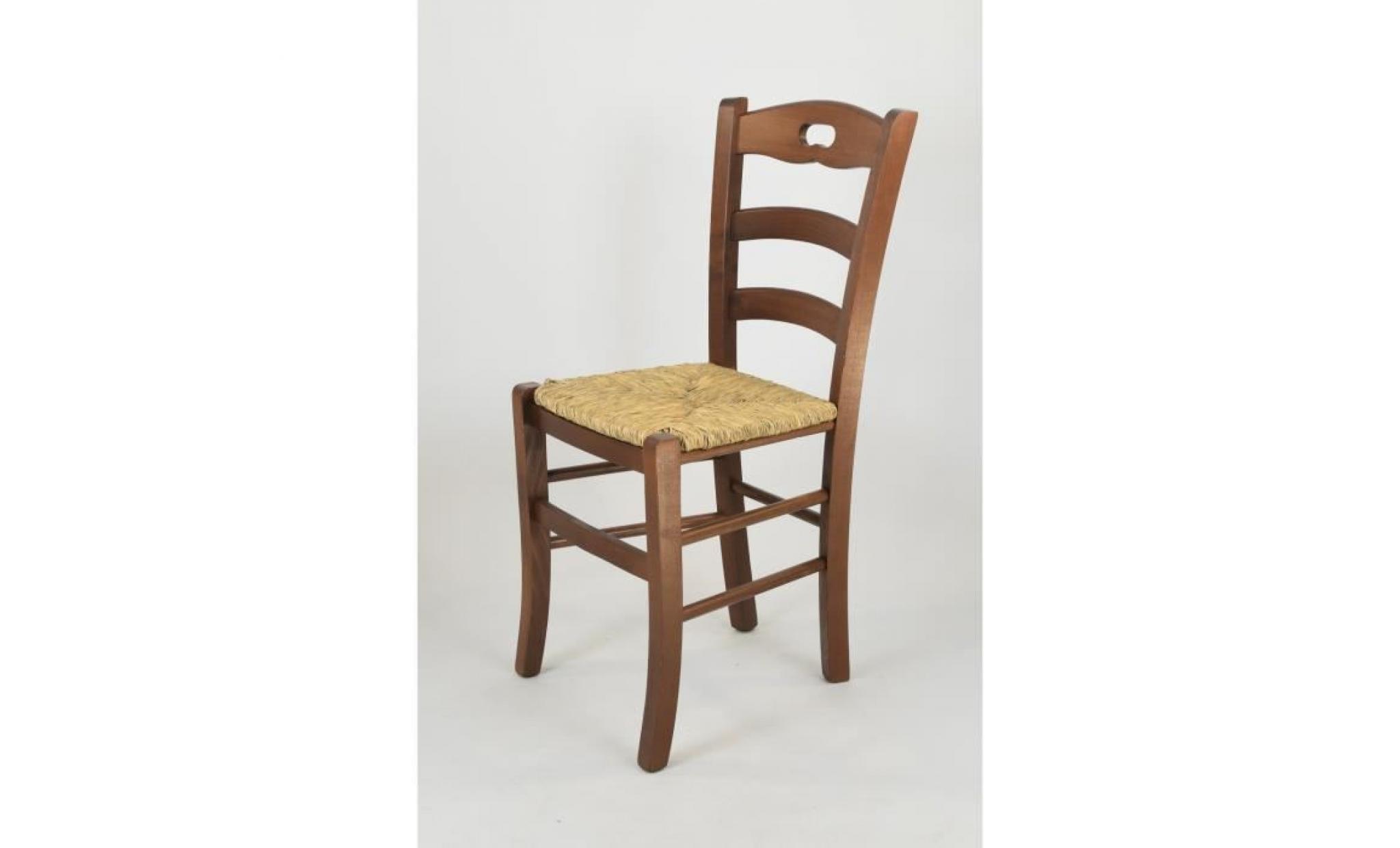 tommychairs   set 6 chaises savoie pour la cuisine, bar et la salle à manger, structure en bois coleur noix et assise en paille
