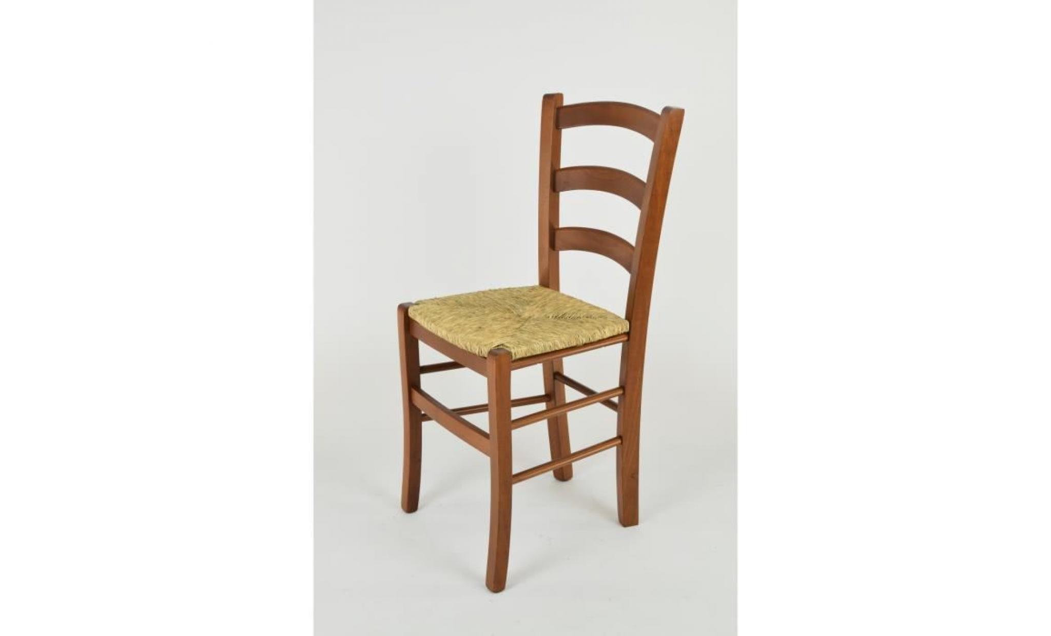 tommychairs   set 6 chaises venice pour la cuisine et bar, structure en bois couleur noix et assise en cuir artificiel marron