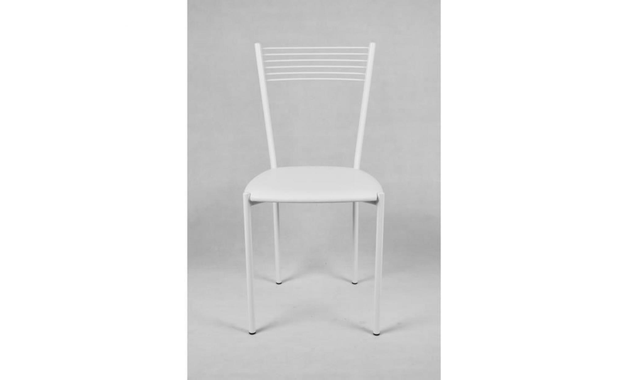 tommychairs  set de 4 chaises modernes elegance avec structure en acier peindré blanc et assise en cuir artificiel blanc pas cher