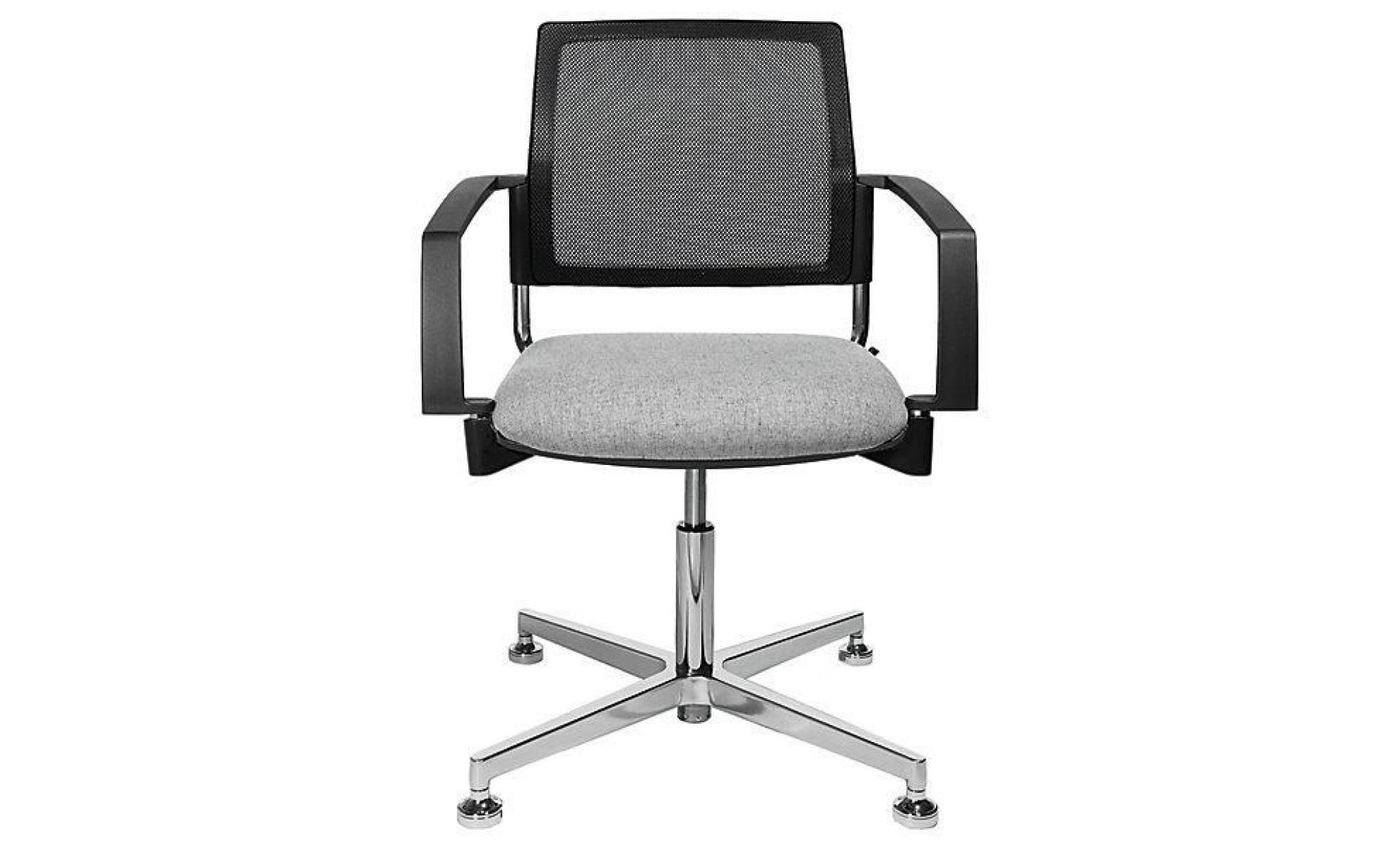 topstar fauteuil de bureau rembourré   gris   dossier résille, noir   chaise de réunion chaise empilable chaise visiteur chaise