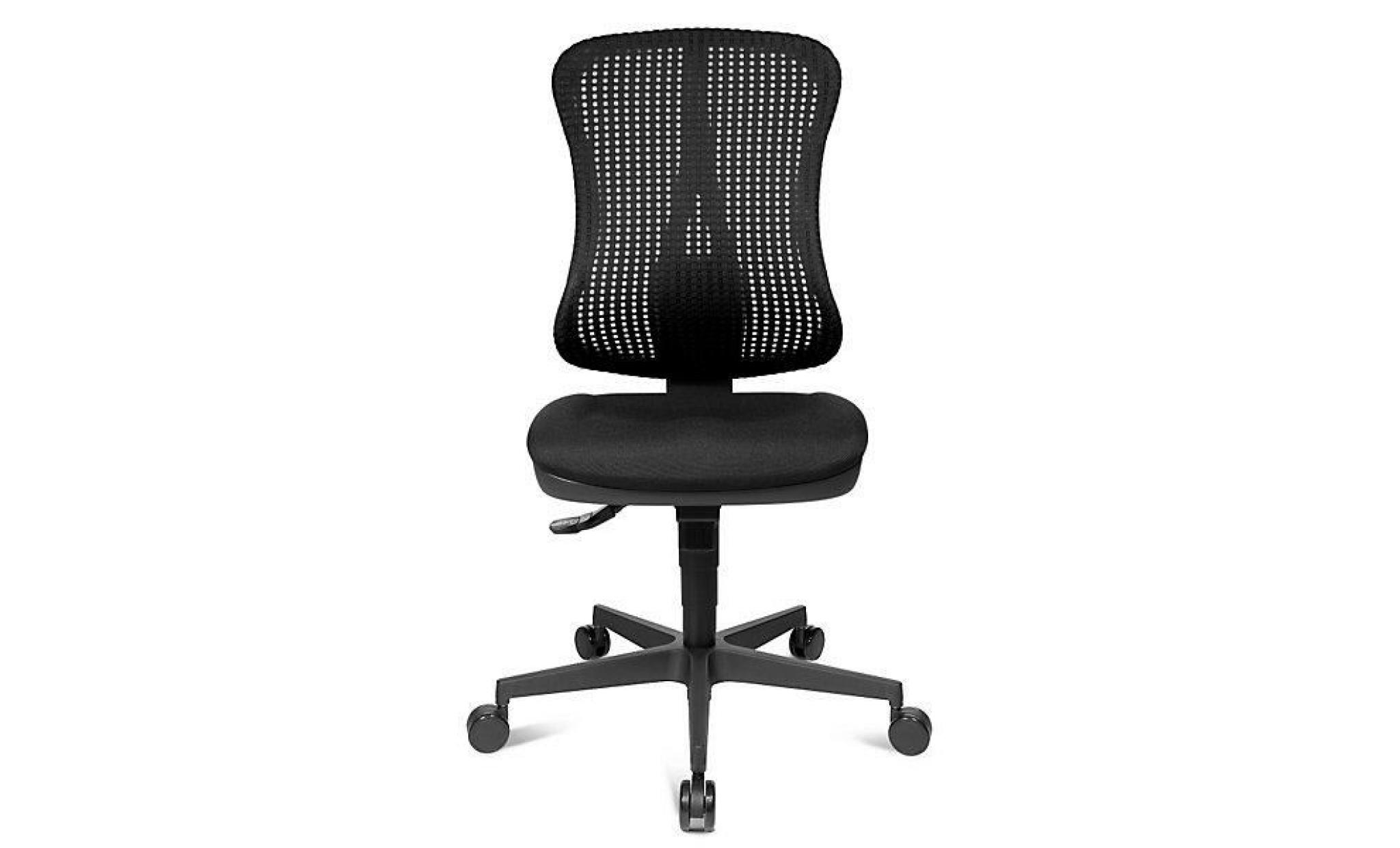 topstar siège de bureau ergonomique à assise galbée   sans accoudoirs   assise noire, résille bleue   chaise de bureau chaises de