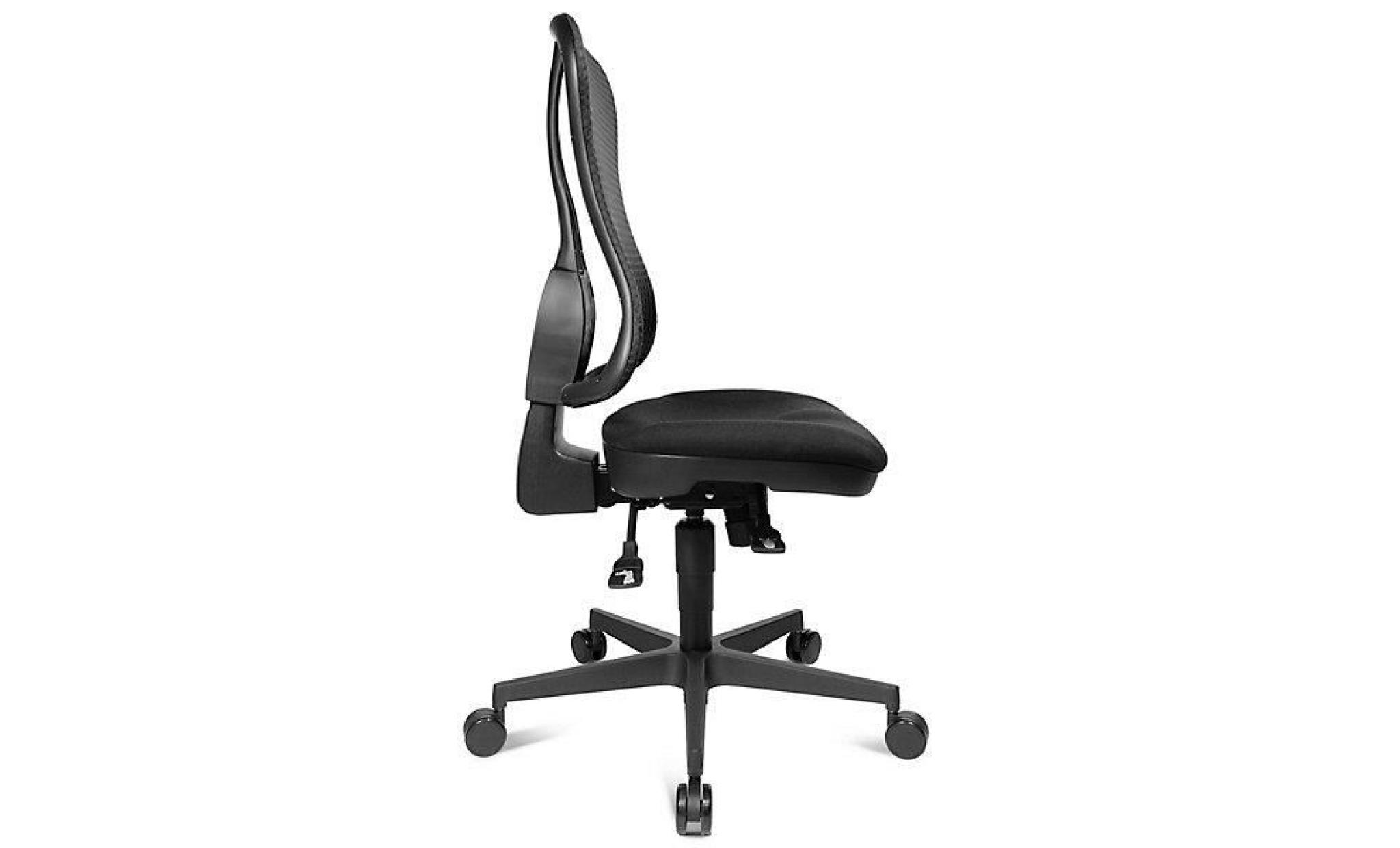 topstar siège de bureau ergonomique à assise galbée   sans accoudoirs   assise noire, résille bleue   chaise de bureau chaises de pas cher