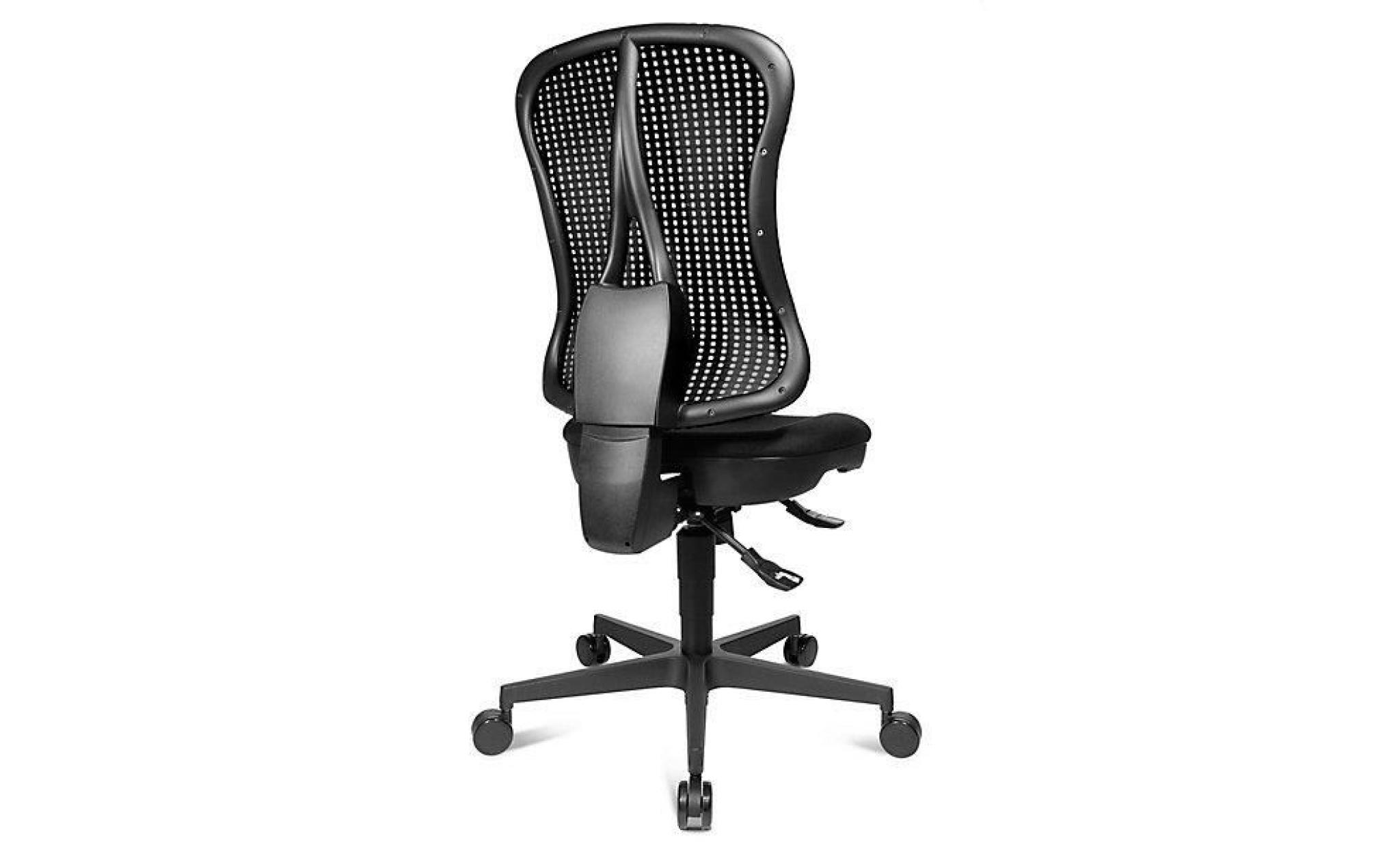 topstar siège de bureau ergonomique à assise galbée   sans accoudoirs   assise noire, résille bleue   chaise de bureau chaises de pas cher