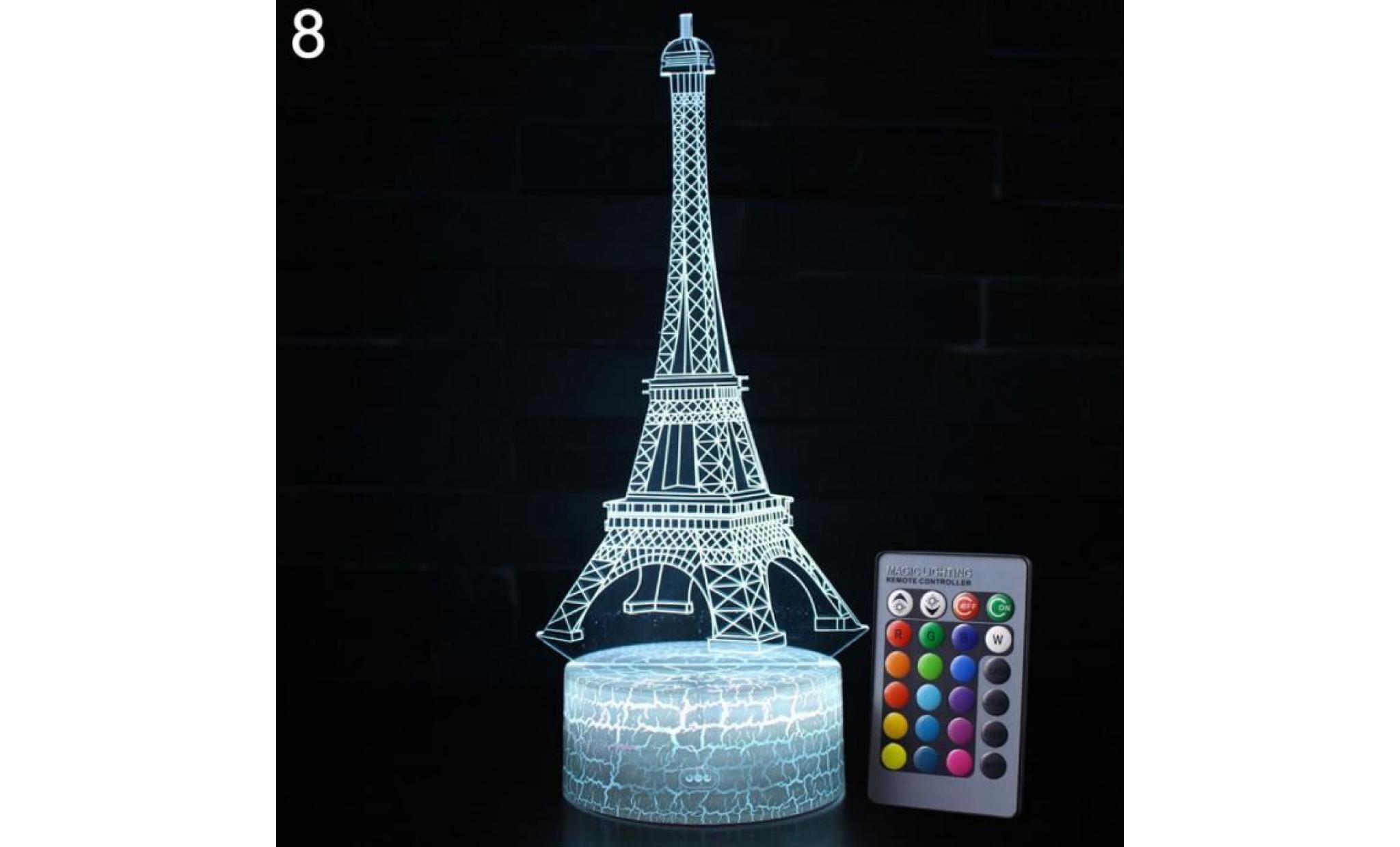 tour eiffel 3d 7 couleurs led touch télécommande night light lampe de chevet cadeau 8