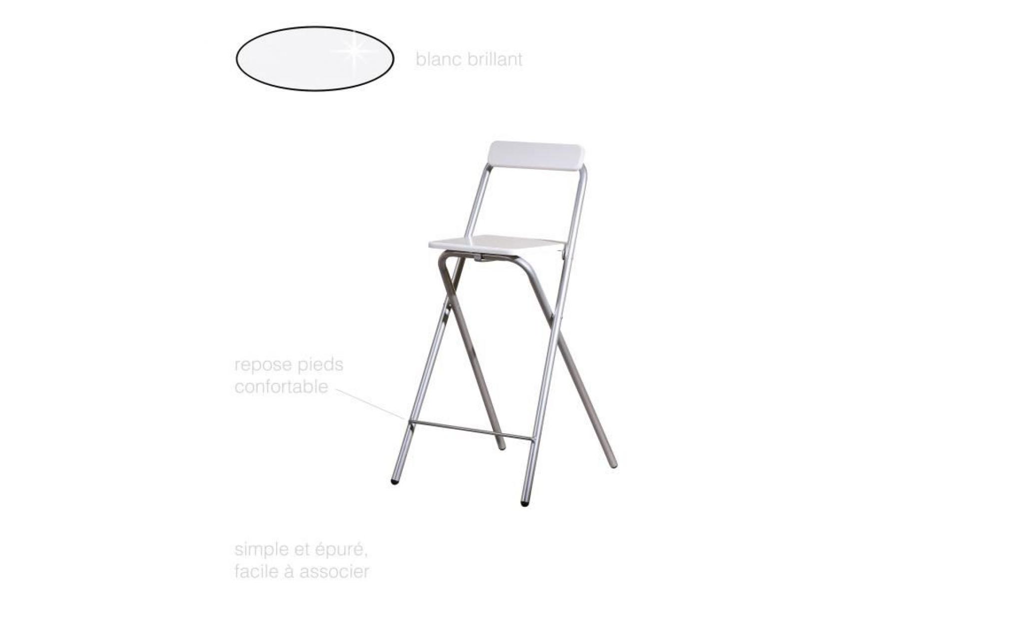 chaise pliante, chaise haute pliante, tabouret de bar, tabouret pliant, chaise blanche, tabouret blanc, chaise haute de bar blanche