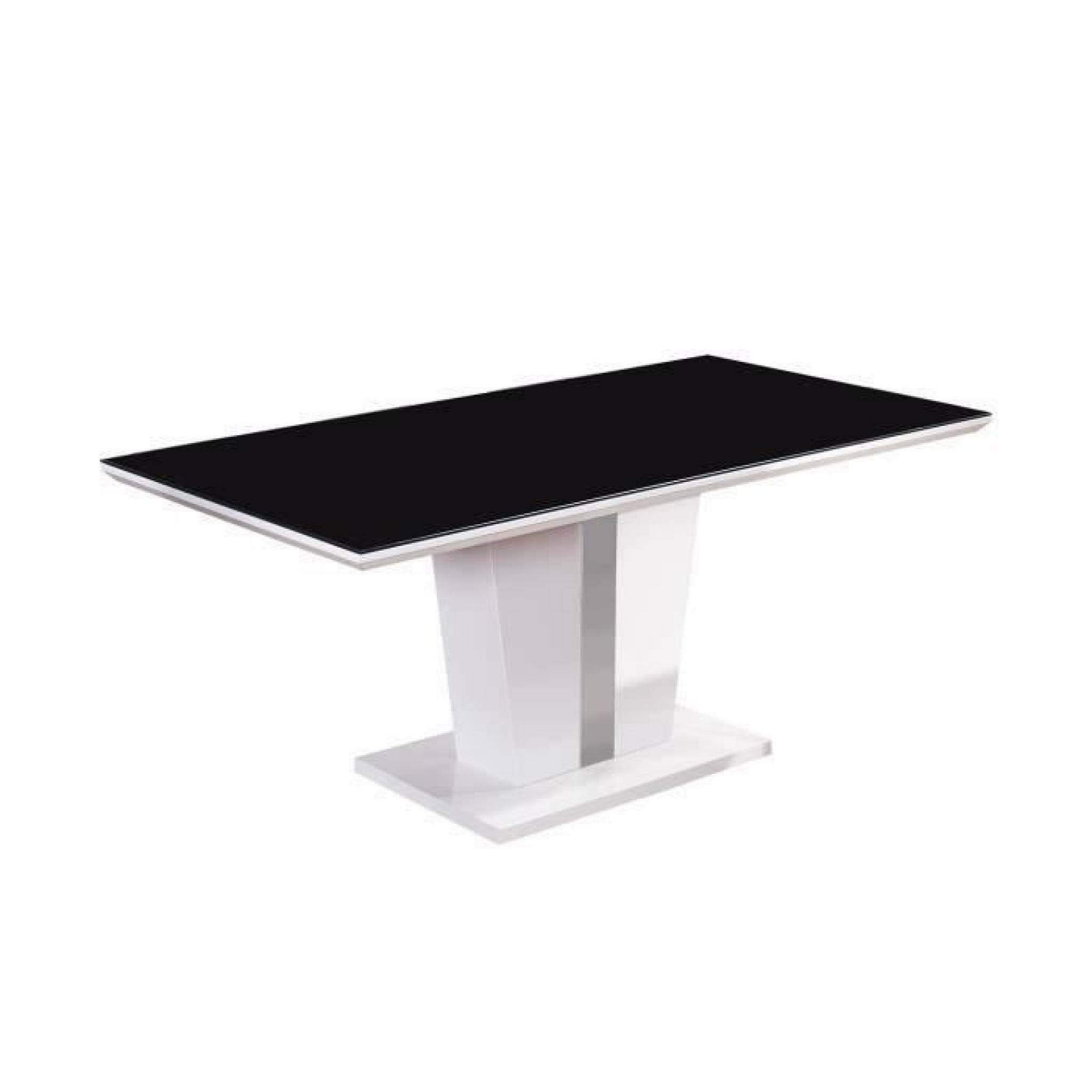 TREVISE Table à manger 180x90cm noir et laqué blanc brillant pas cher