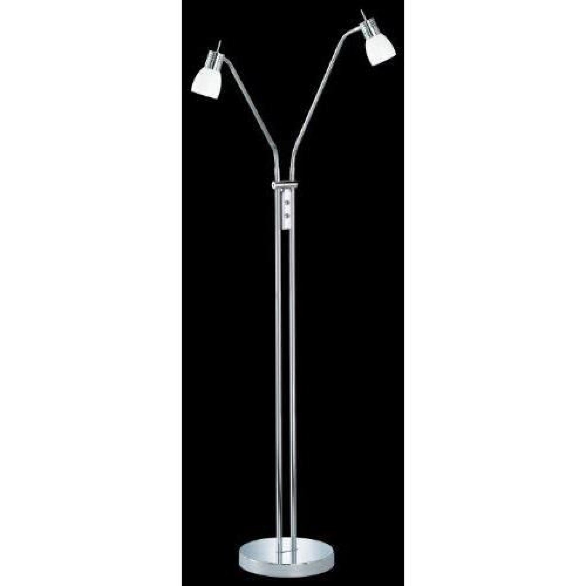 Trio Leuchten 421210206 Lampadaire à  2 spots avec 2 ampoules LED 4,5 W Chromé/verre opale blanc brillant 160 cm pas cher