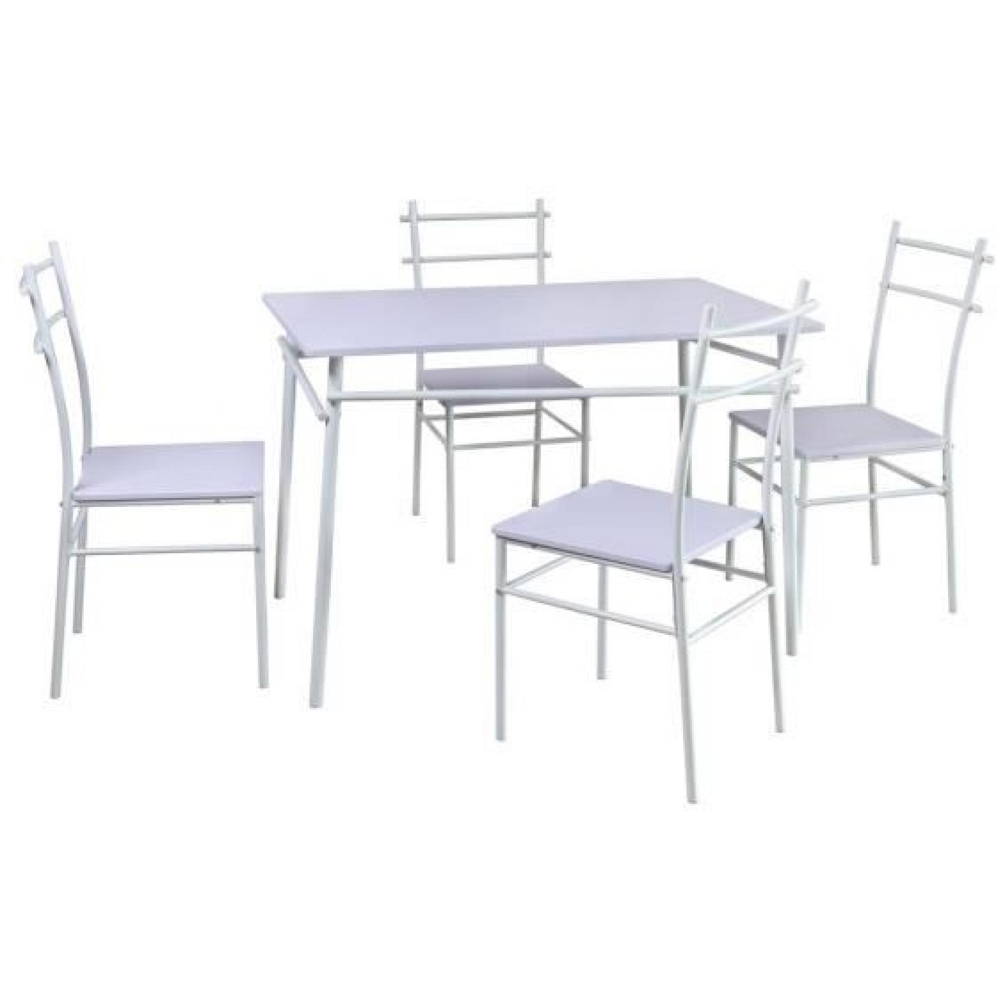 Twist - Ensemble Table + 4 Chaises Blanches