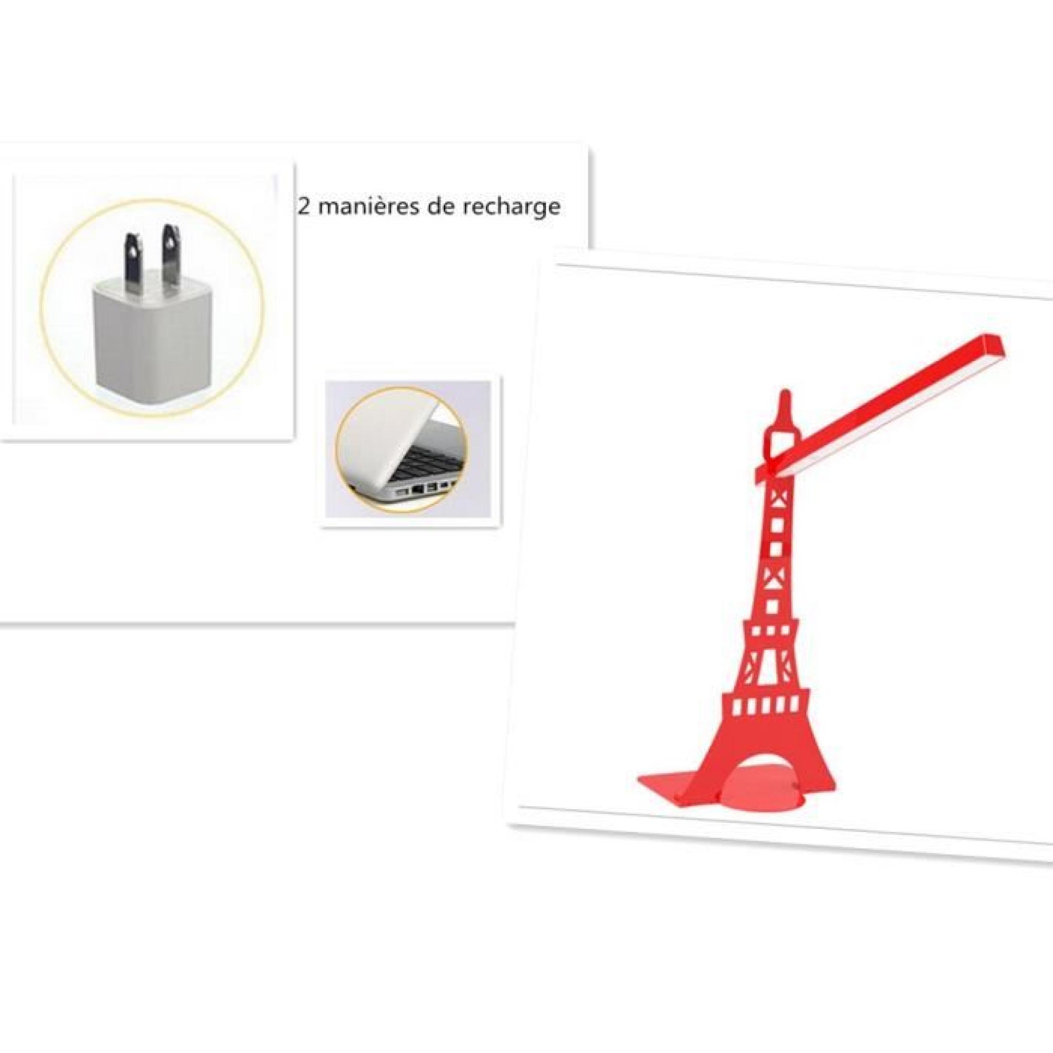 USB Lumière de nuit de la Tour Eiffel,lampe de table en métal,Lampe de table créatif(blanc) pas cher