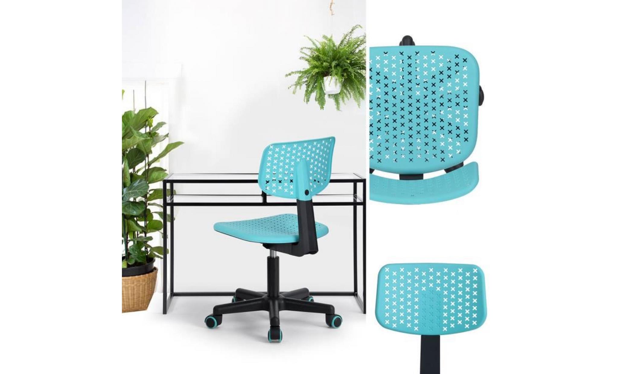 v.l.v chaise de bureau pour enfant plastique turquoise ajustable avec roulettes