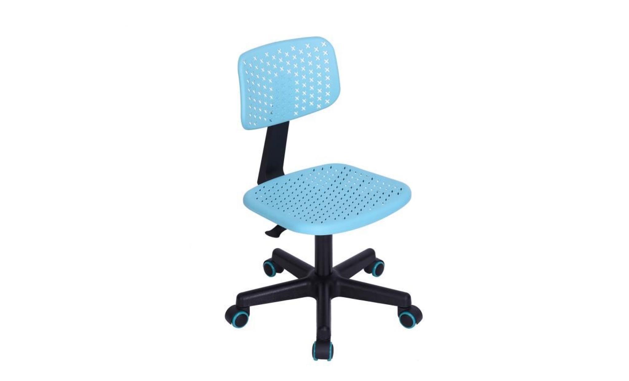 v.l.v chaise de bureau pour enfant plastique turquoise ajustable avec roulettes pas cher