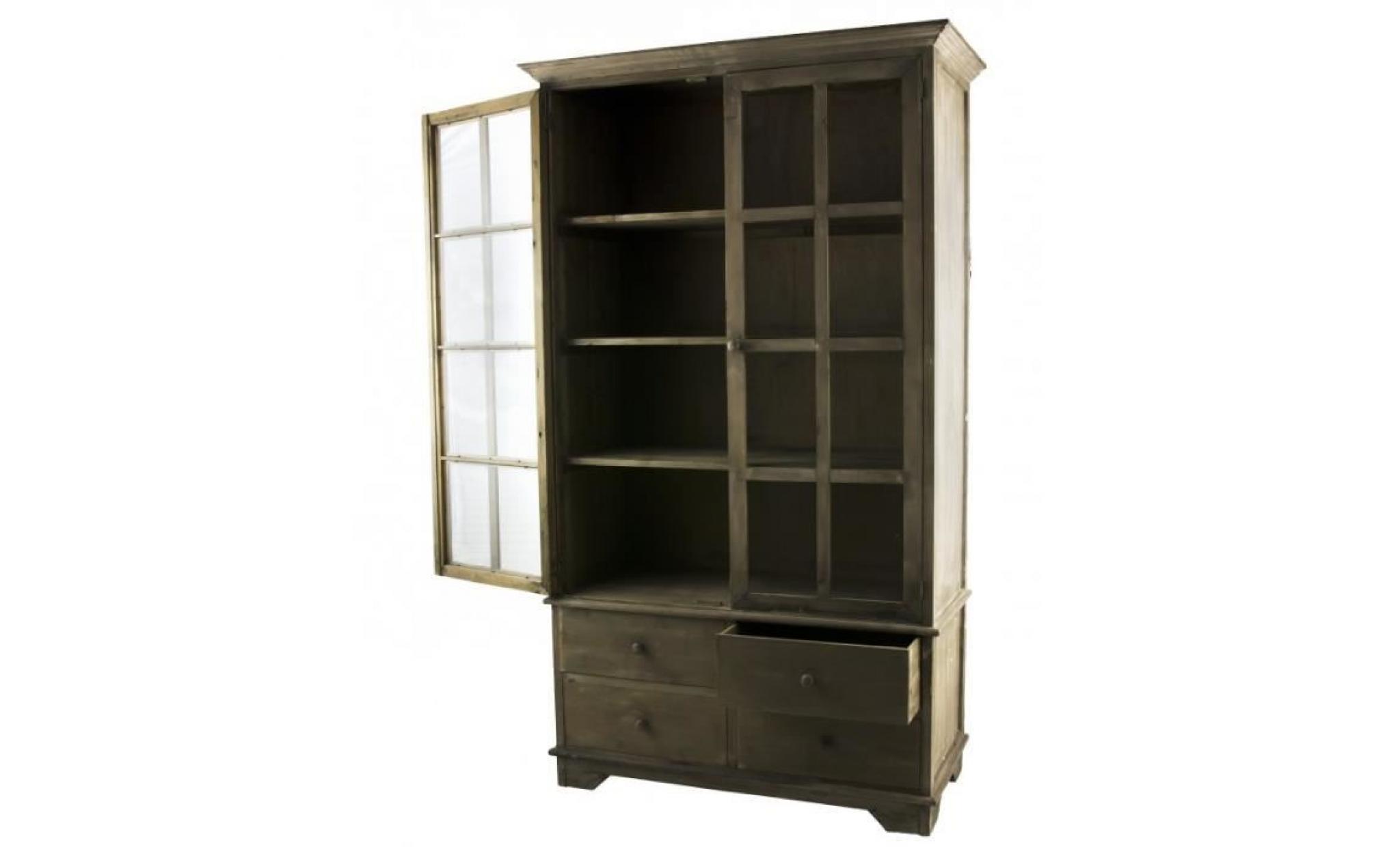 vaisselier meuble de cuisine ou salle à manger bahut de rangement armoire bibliothèque en bois 50x110x190cm pas cher