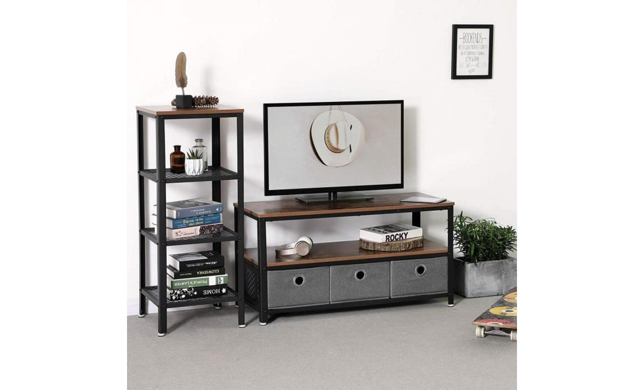 vasagle meuble tv vintage, table basse, armature métallique, texture bois, pour chambre, salon, par songmics ltv40bx