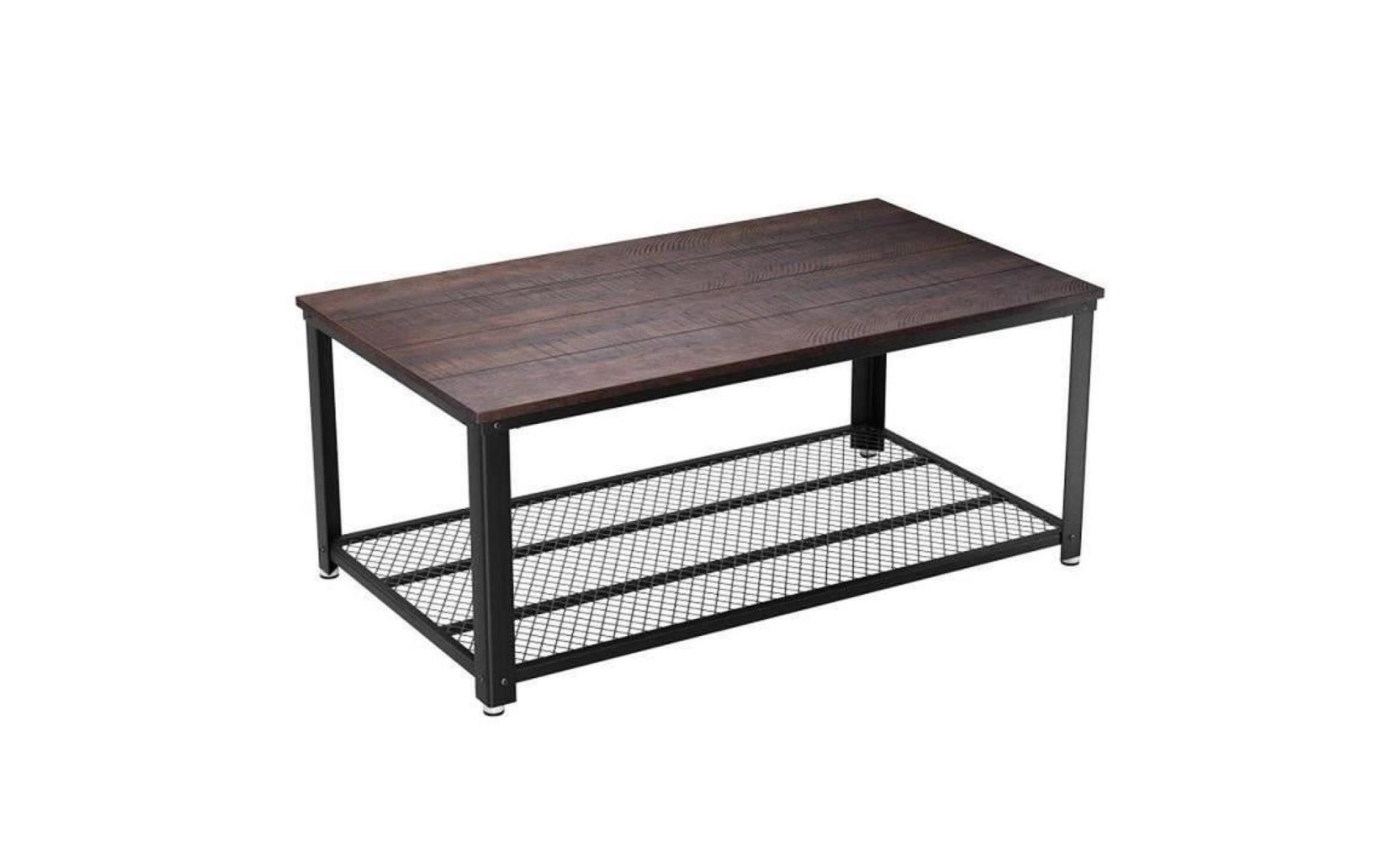 vasagle table basse de style industriel, table de salon，avec grand plateau, armature métallique rigide，plateau rustique lct61bf pas cher