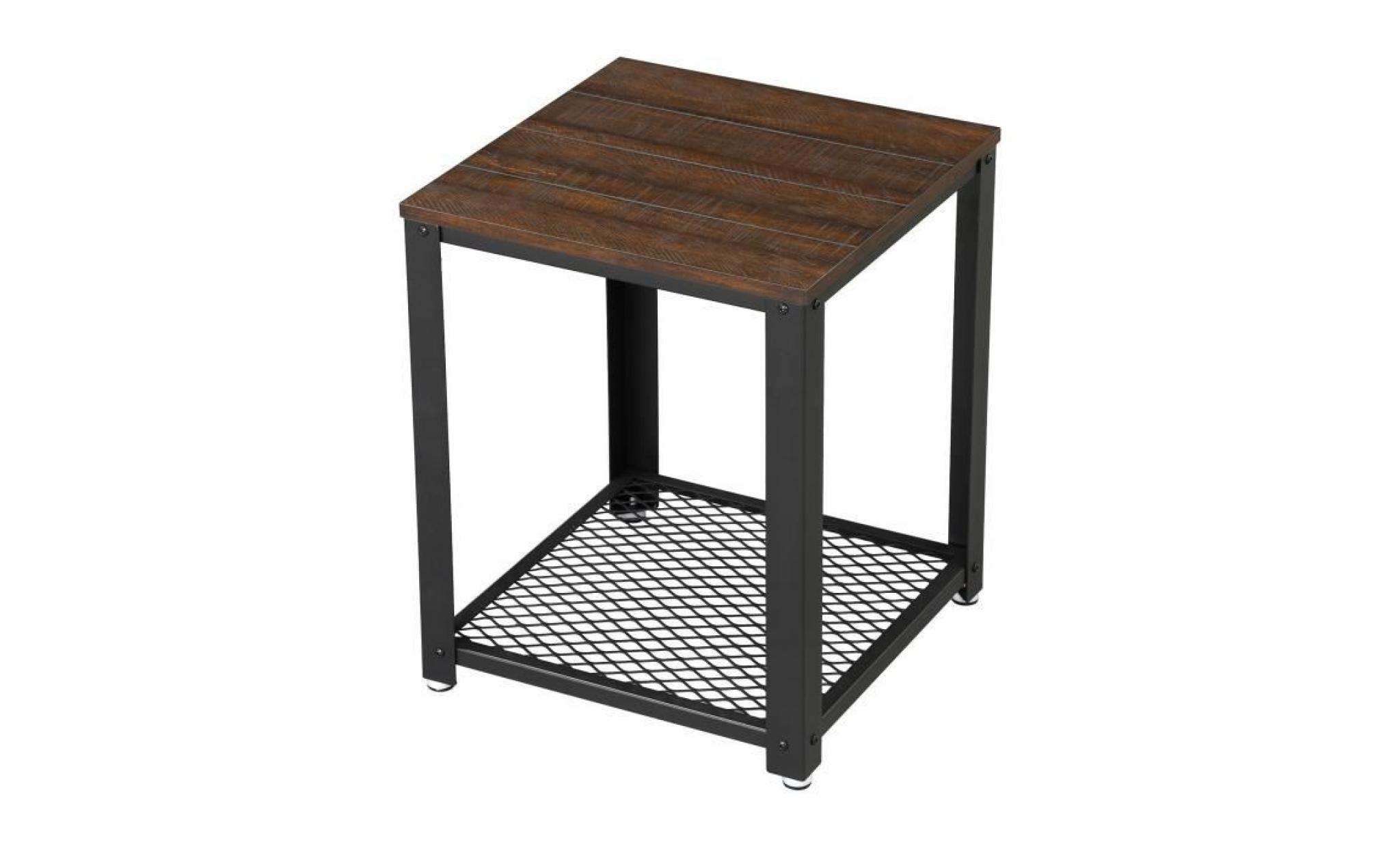vasagle table de chevet de style industriel table d'appoint avec Étagère en treillis armature métallique plateau rustique let41bf