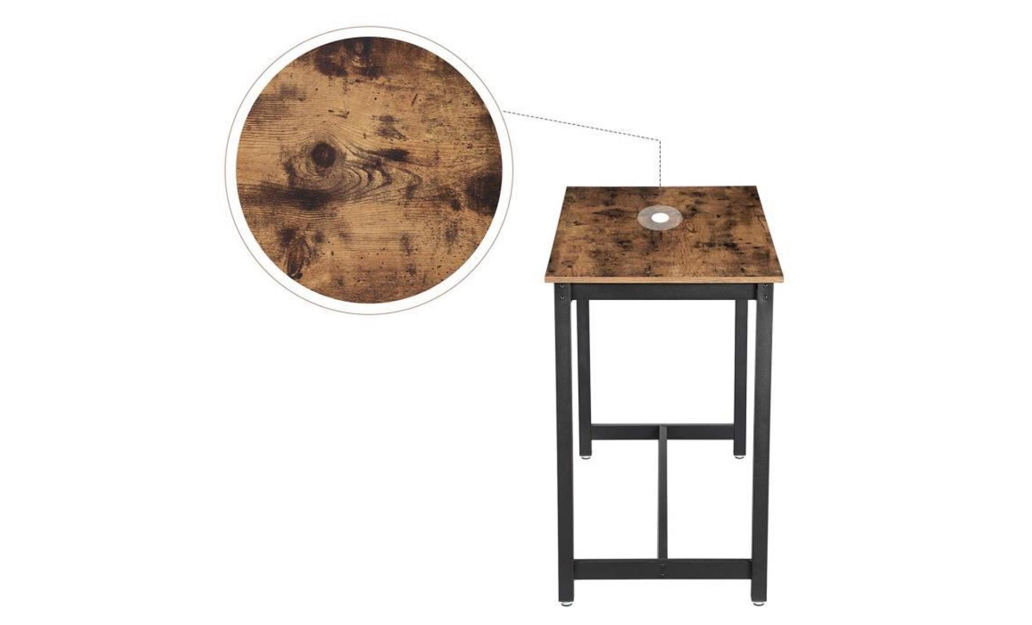 vasagle table haute de bar vintage, table polyvalente armature en fer, brasserie, salon, cuisine, aspect texture du bois, lbt91x pas cher